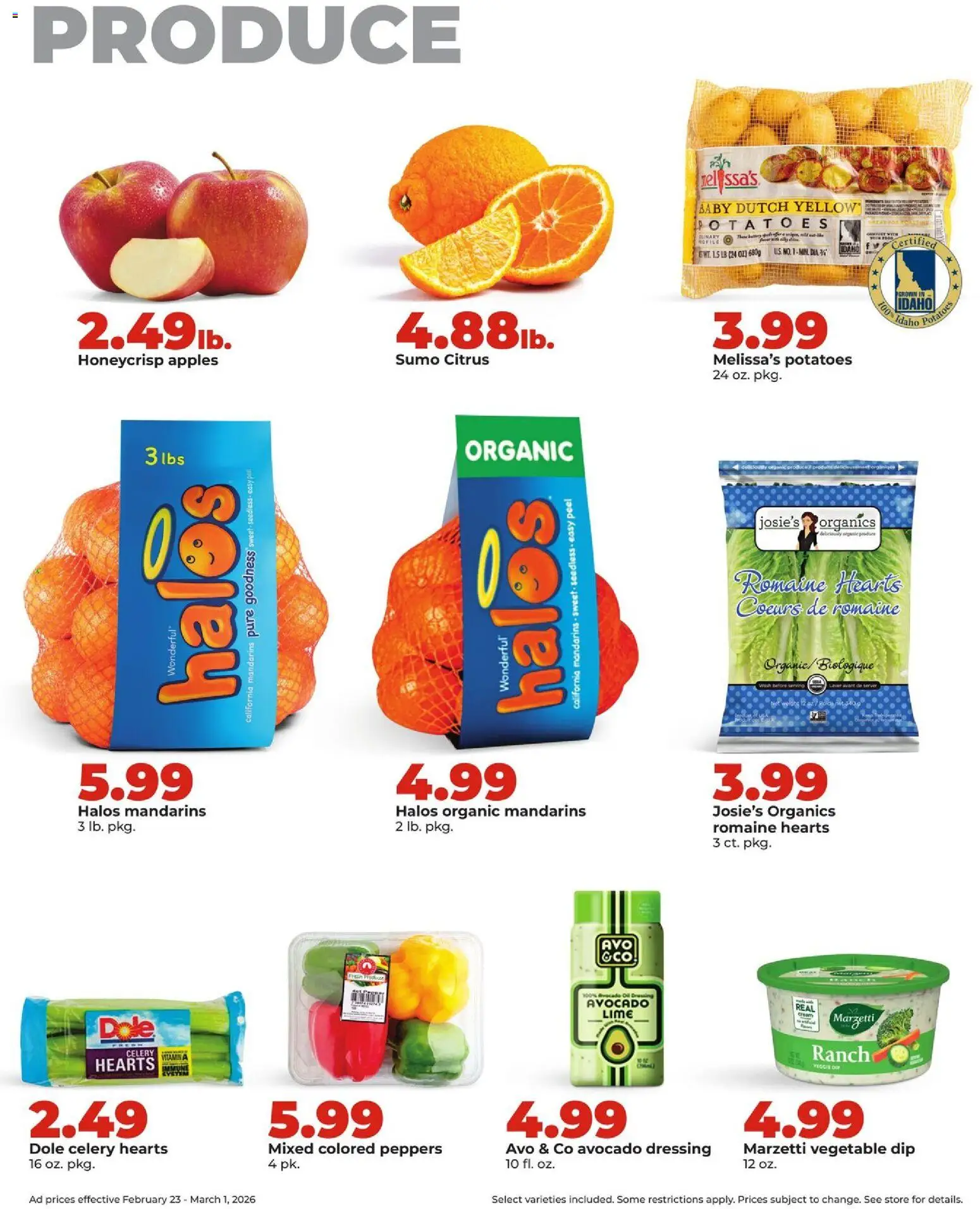 HyVee Weekly Ad - valid from 23.02.2026 | Page: 9 | Products: Mandarins, Apples, Potatoes, Lime