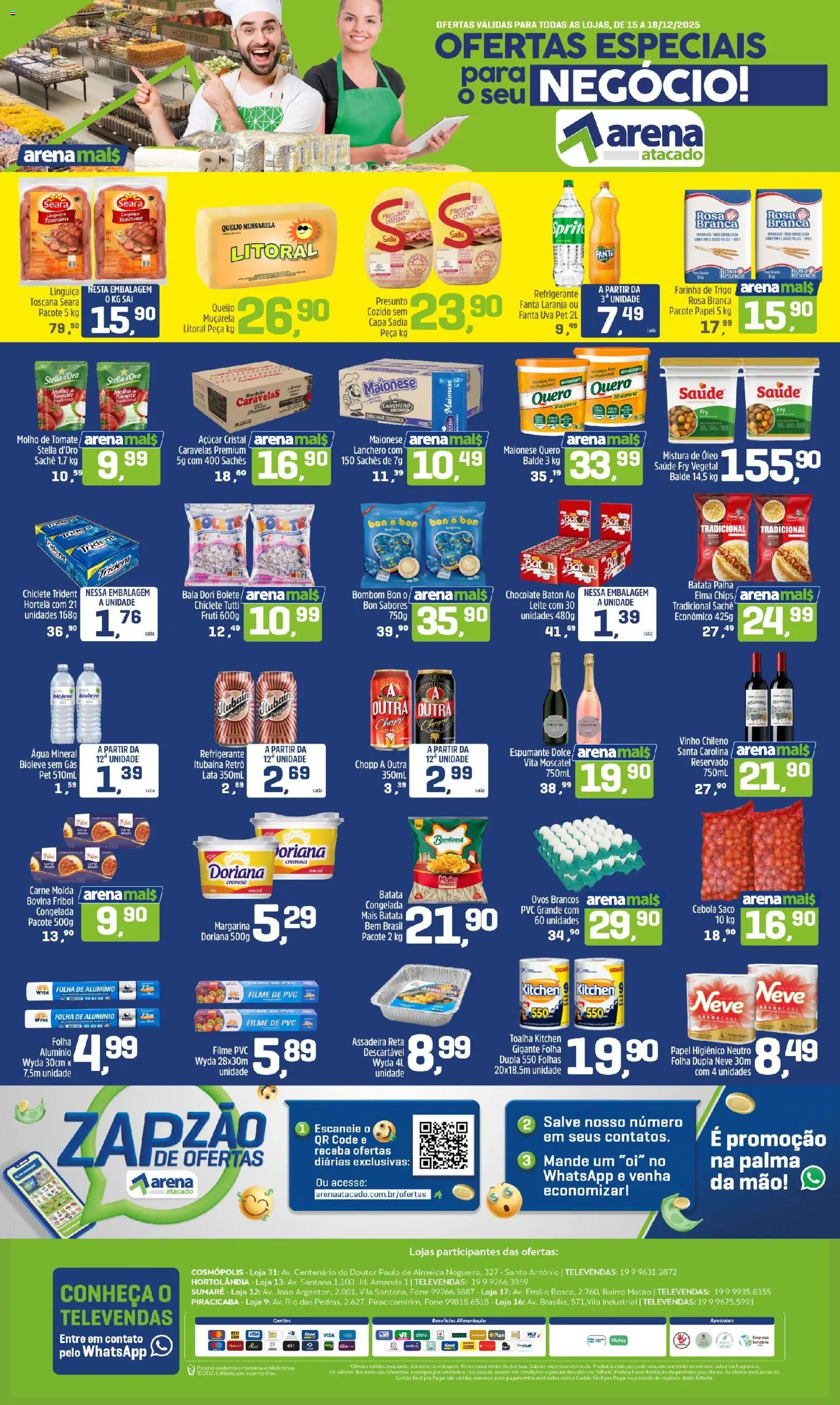 Arena Atacado Folheto - válido de 15.12.2025 | Página: 1 | Produtos: Cebola, Fanta, Água mineral, Bala