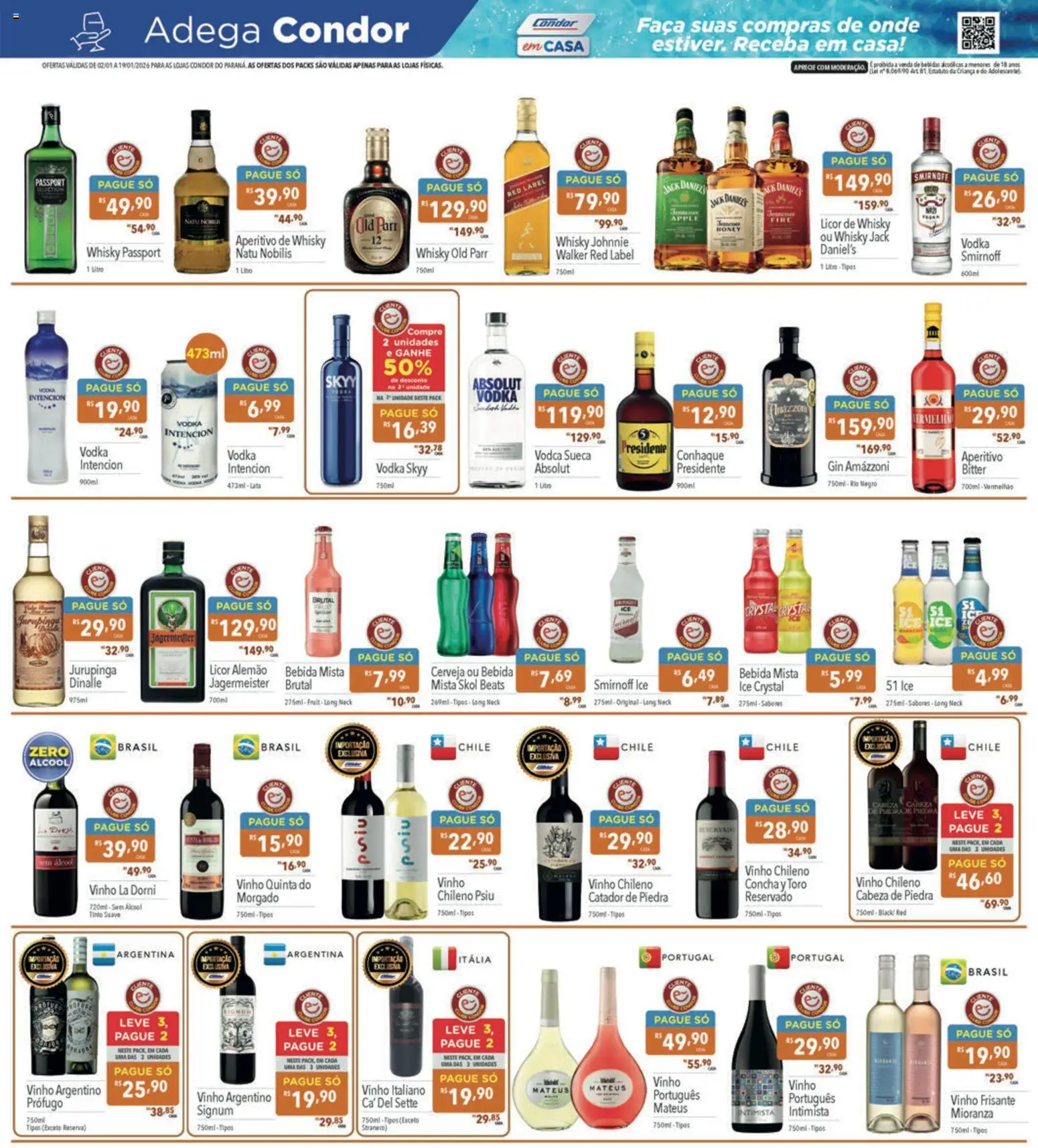 Supermercados Condor Folheto - válido de 02.01.2026 | Página: 19 | Produtos: Licor, Faca, Gin, Bebida