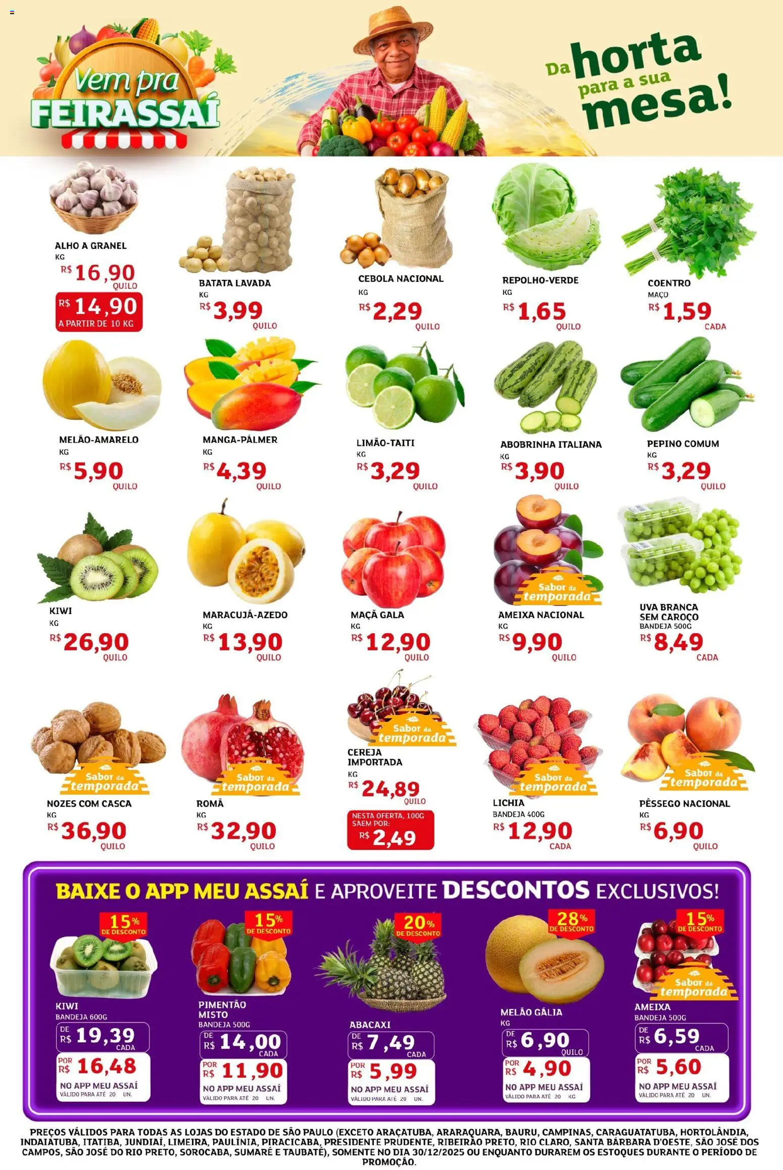 Assaí Atacadista Folheto - válido de 30.12.2025 | Página: 3 | Produtos: Lichia, Alho, Abacaxi, Nozes