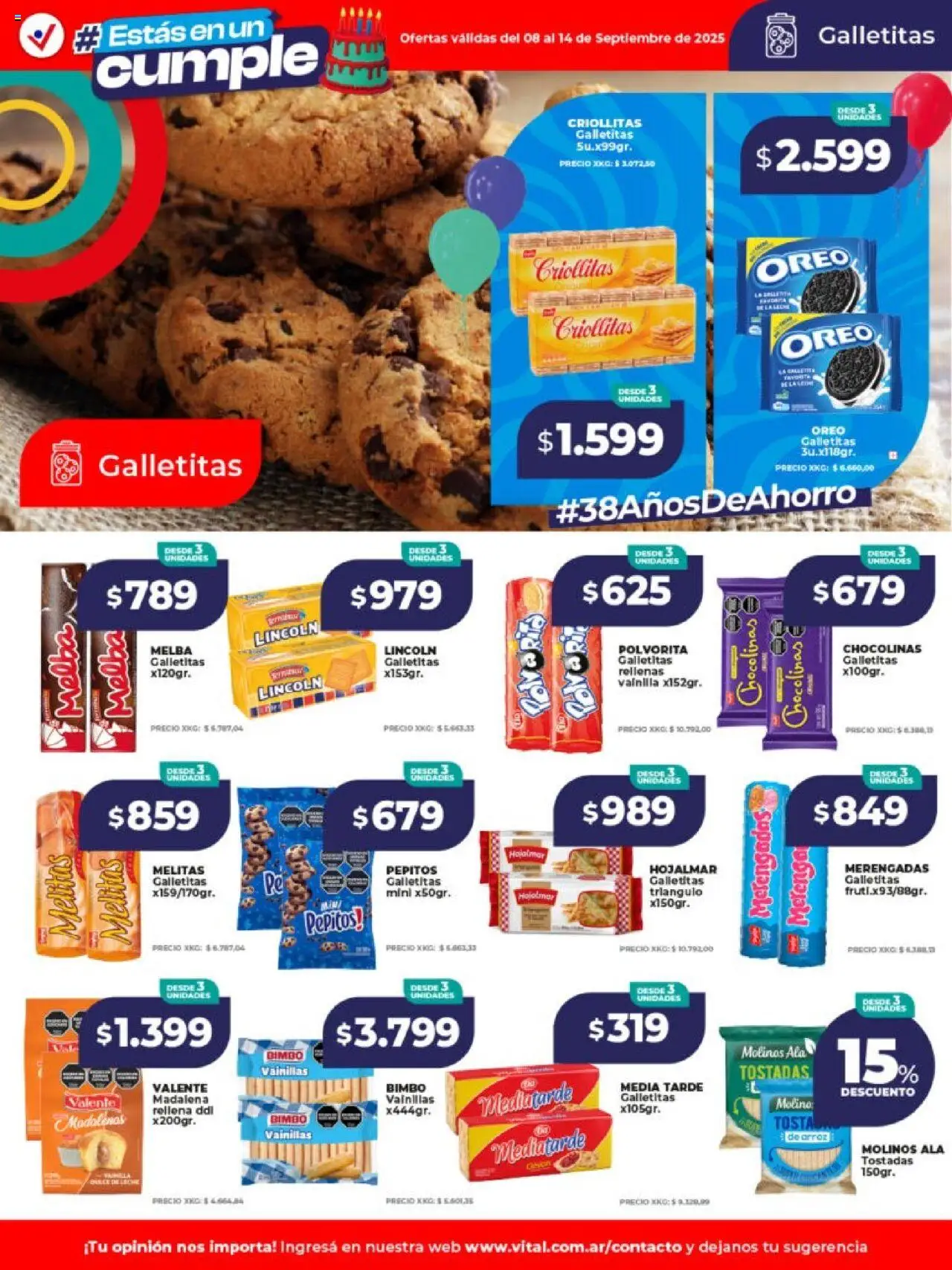 Vital ofertas - Posadas │ válido desde el 08.09.2025 | Página: 19 | Productos: Galletitas, Dulce de leche, Leche, Arroz