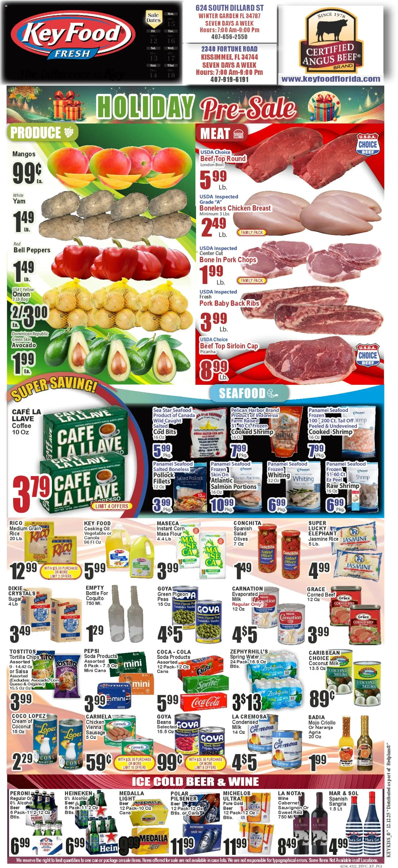 Key Food Weekly Ad - valid from 12.12.2025 | Page: 1 | Products: Peppers, Avocado, Sugar, Lime
