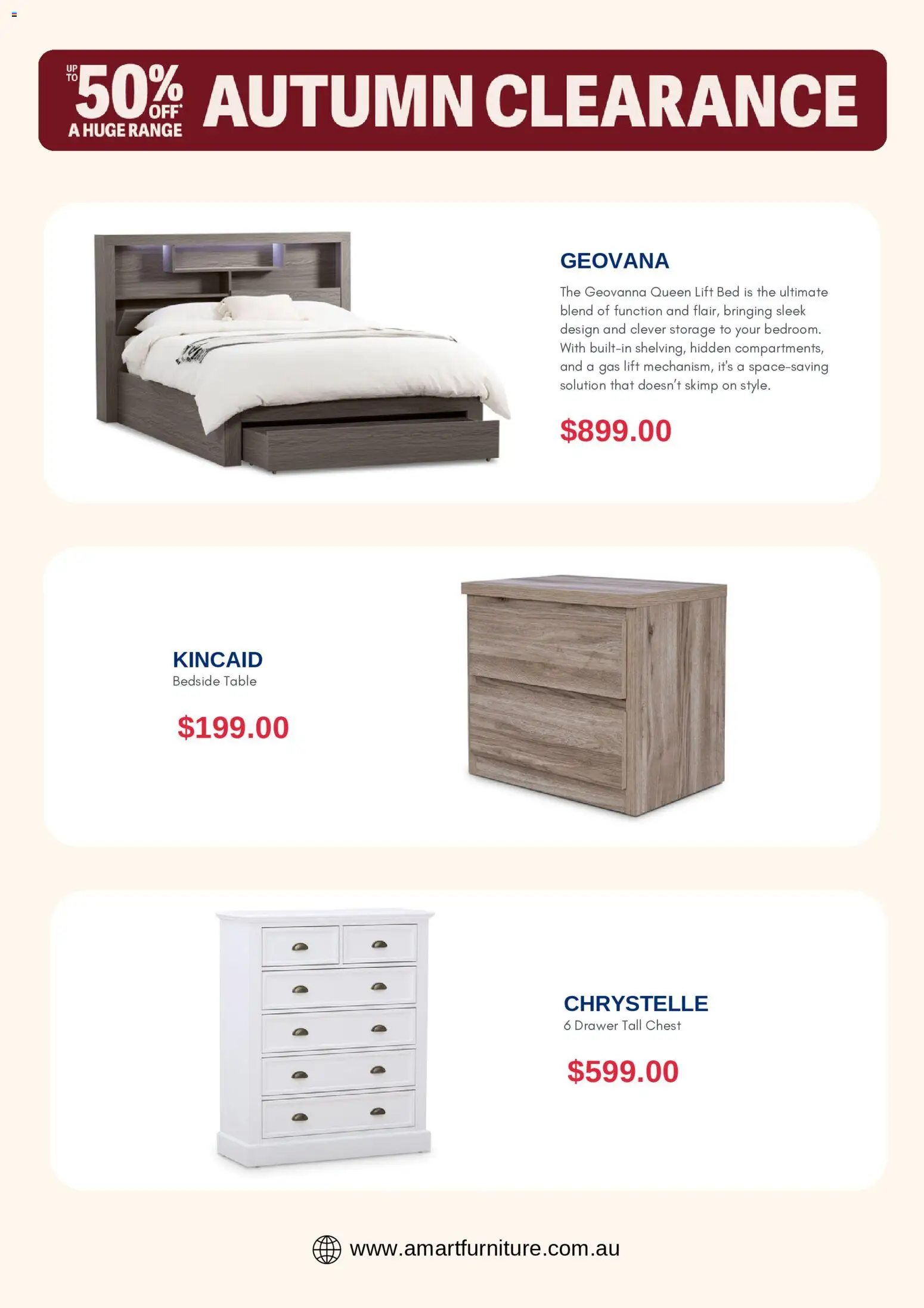Amart Furniture catalogue - valid from 17.04.2026 | Page: 5 | Products: Bedside table, Table, Drawer, Bed