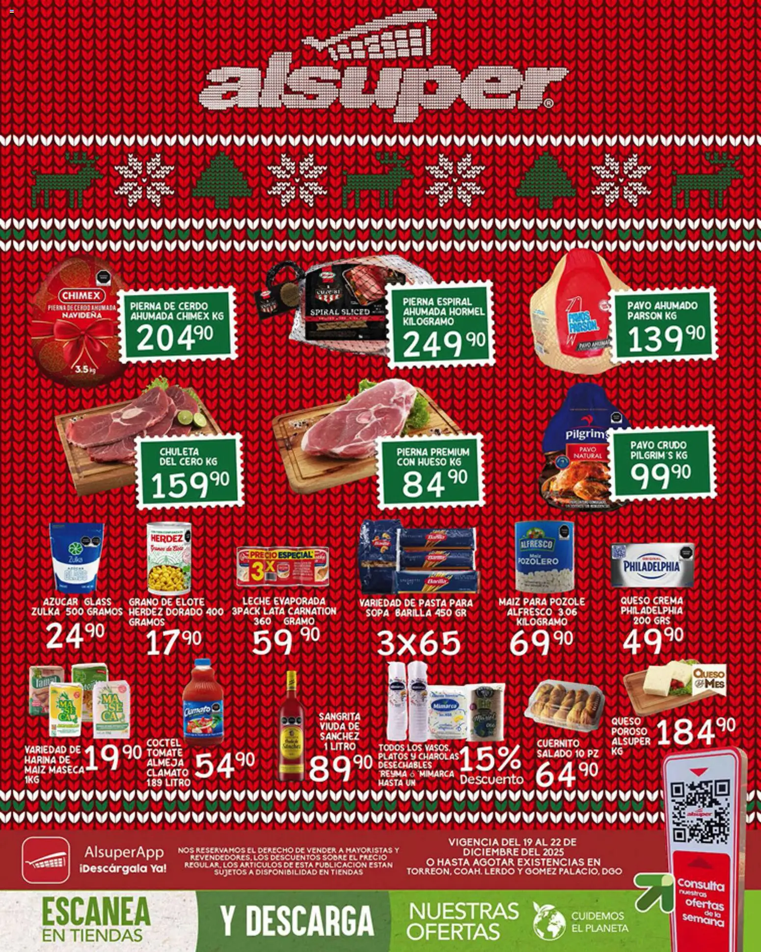 Nuevas ofertas de Alsuper válidas en toda la República Mexicana desde el 19.12.2025. ¡Encuentra las mejores ofertas en Alsuper folleto Laguna! | Página: 1 | Productos: Azúcar, Cuernito, Queso crema, Cerdo