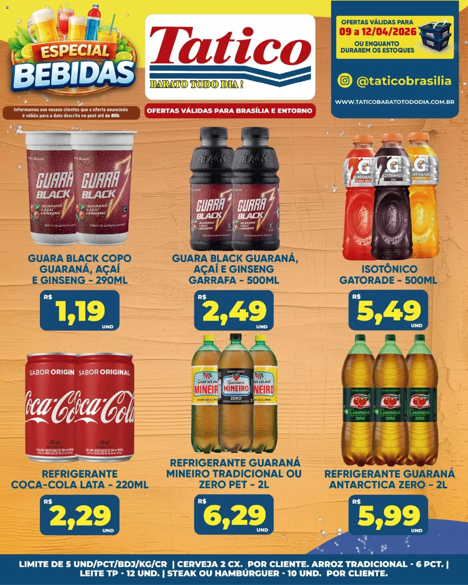 Tatico Folheto - válido de 09.04.2026 | Página: 26 | Produtos: Leite, Cerveja, Hambúrguer, Açaí
