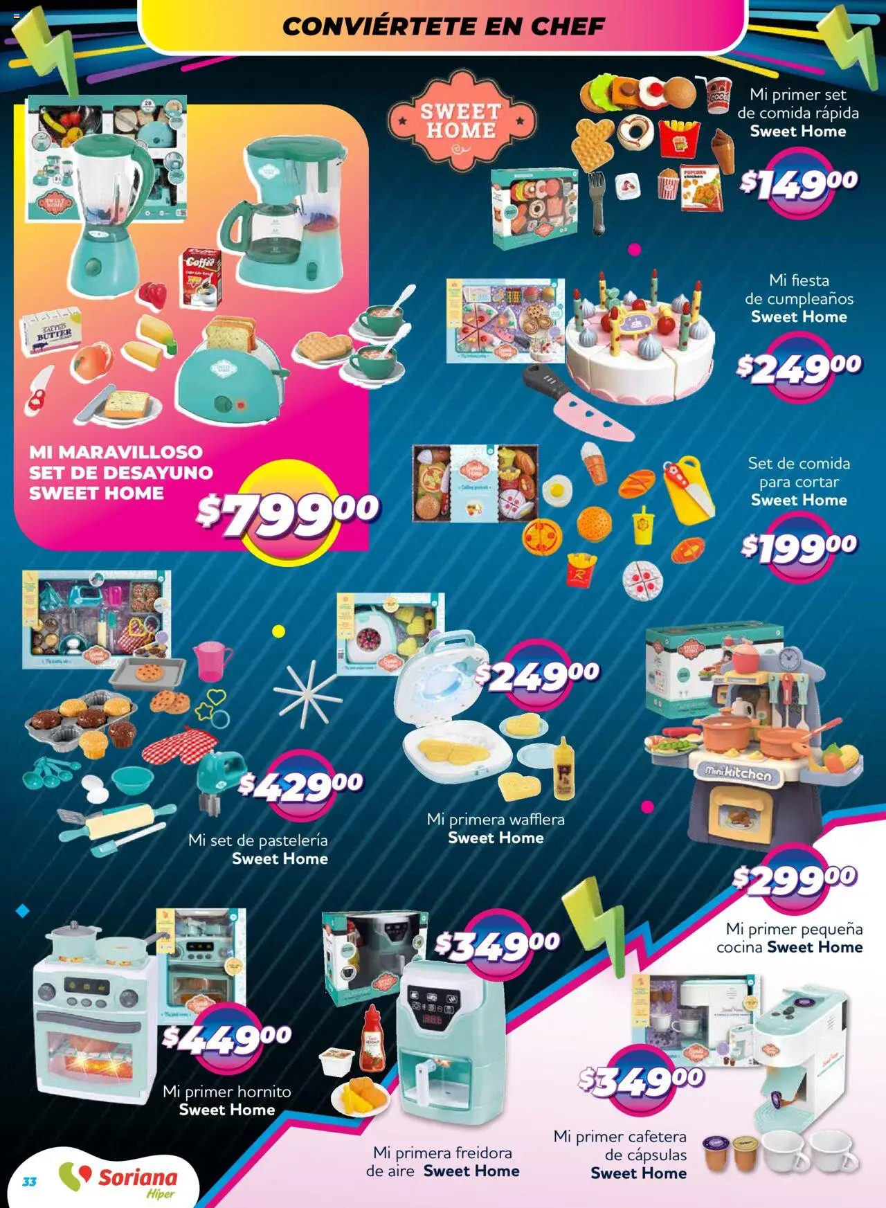 Nuevas ofertas de Soriana válidas en toda la República Mexicana desde el 09.10.2025. ¡Encuentra las mejores ofertas en Soriana - Reino de los Juguetes Súper Nacional! | Página: 33 | Productos: Cocina, Cafetera, Freidora