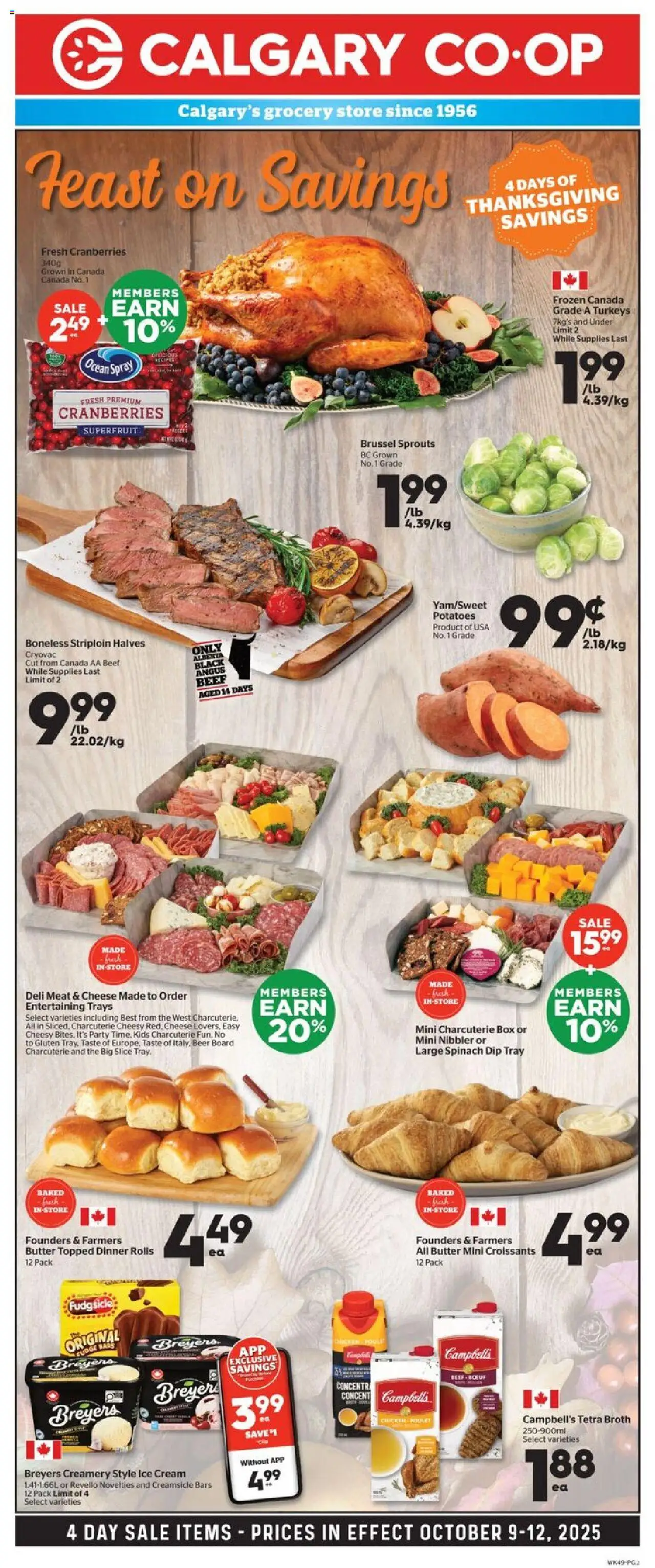 Calgary Co-op flyer valid from 09.10.2025 | Page: 2 | Products: Cream, Potatoes, Butter, Beer