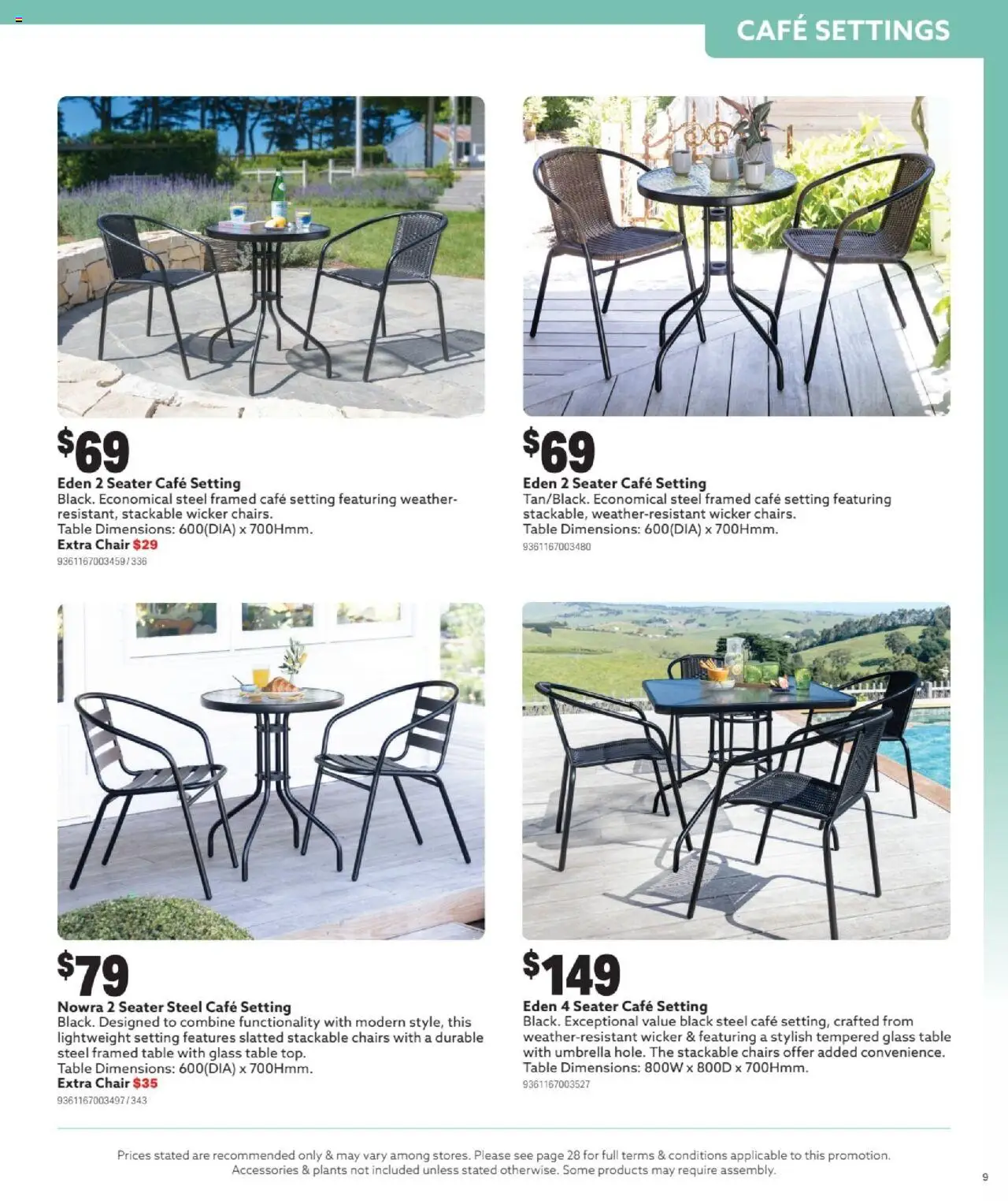 Mitre 10 catalogue - valid from 03.09.2025 | Page: 9 | Products: Table, Chair, Accessories, Umbrella