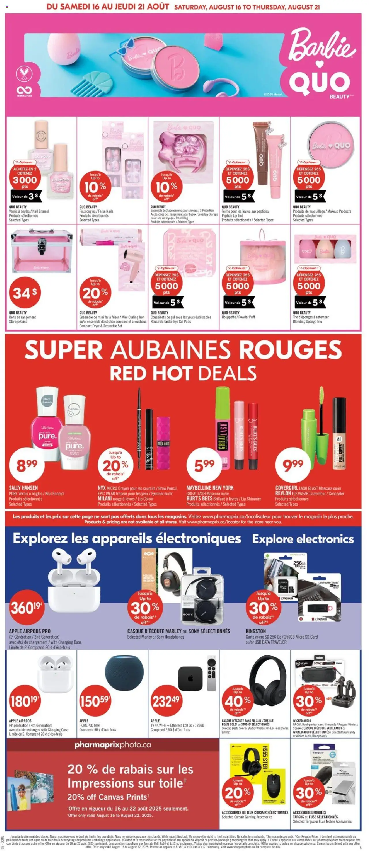 Pharmaprix flyer valid from 16.08.2025 | Page: 8 | Products: Headphones, Bag, Speaker, Curling iron