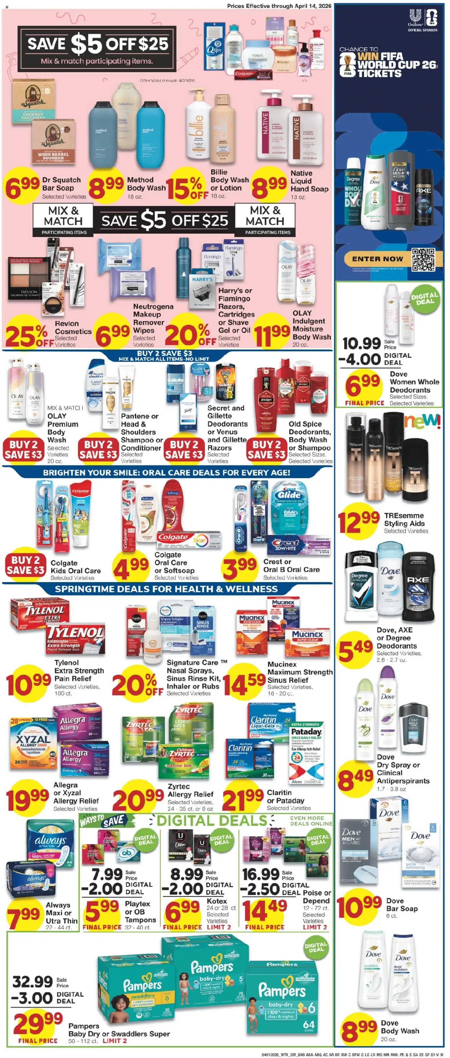 United Supermarkets Weekly Ad - valid from 31.03.2026 | Page: 6 | Products: Shampoo, Conditioner, Oil, Bar Soap