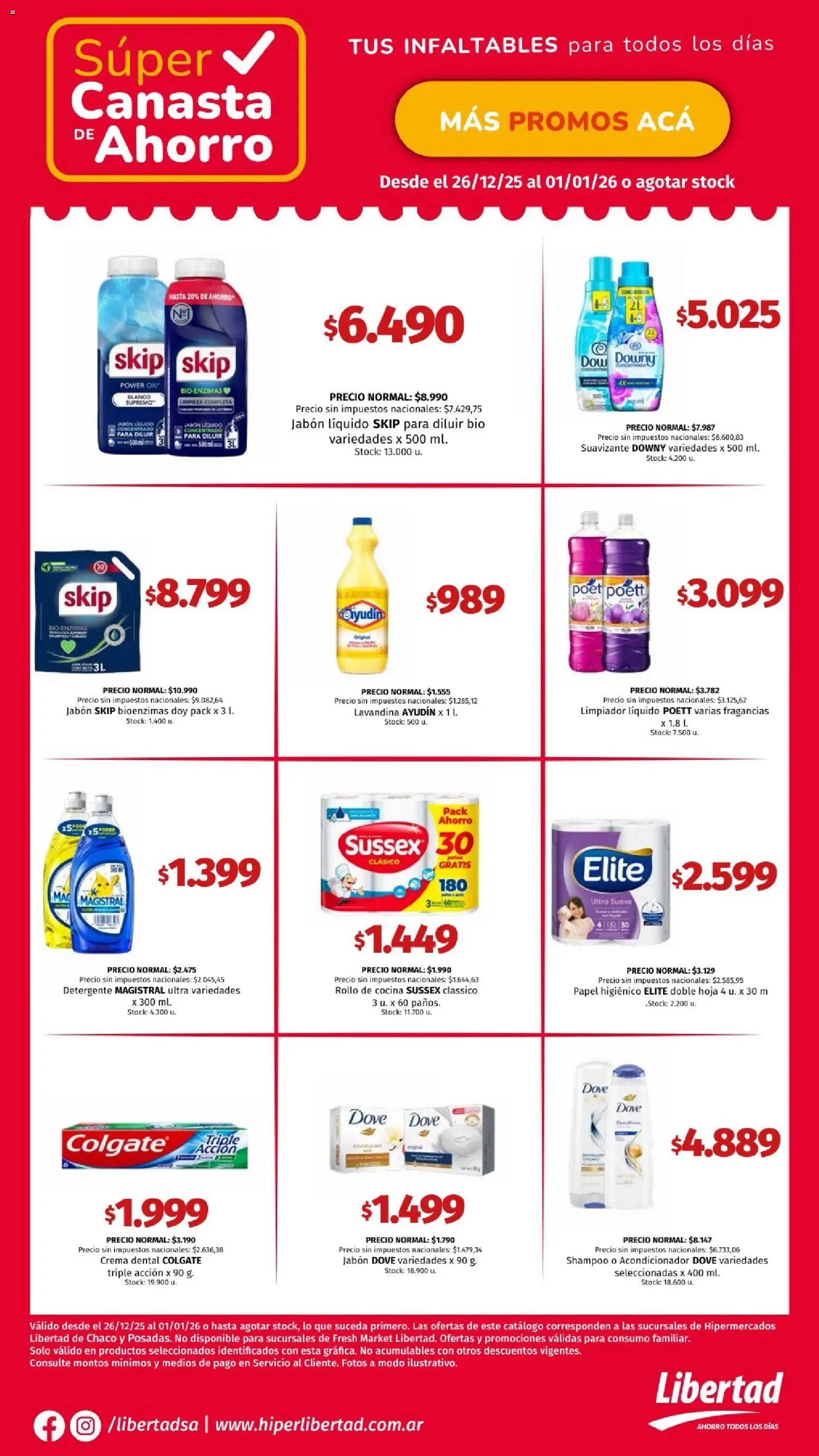 Hipermercado Libertad - CANASTA │ válido desde el 26.12.2025 | Página: 7 | Productos: Papel higiénico, Jabón líquido, Detergente, Canasta