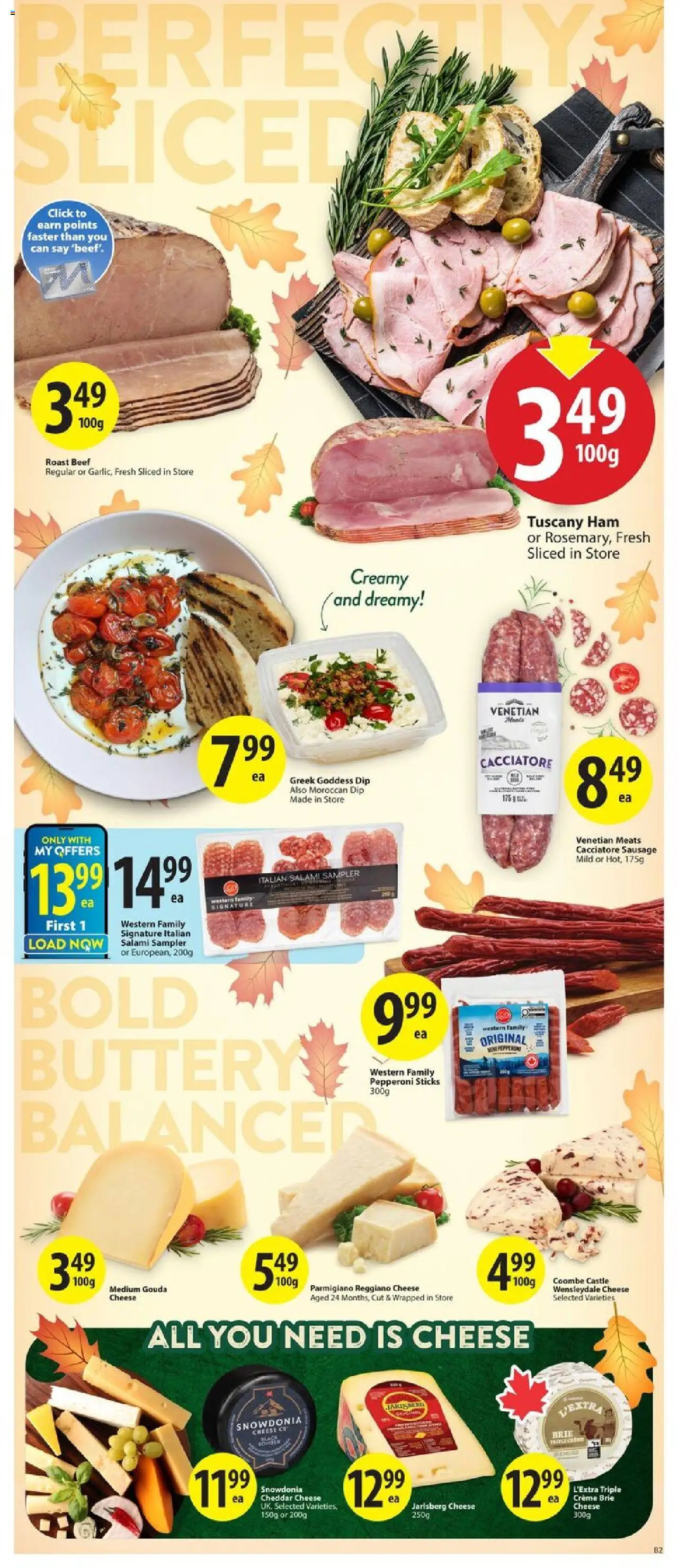 Save on foods flyer valid from 02.10.2025 | Page: 13 | Products: Beef, Cheese, Salami, Ham