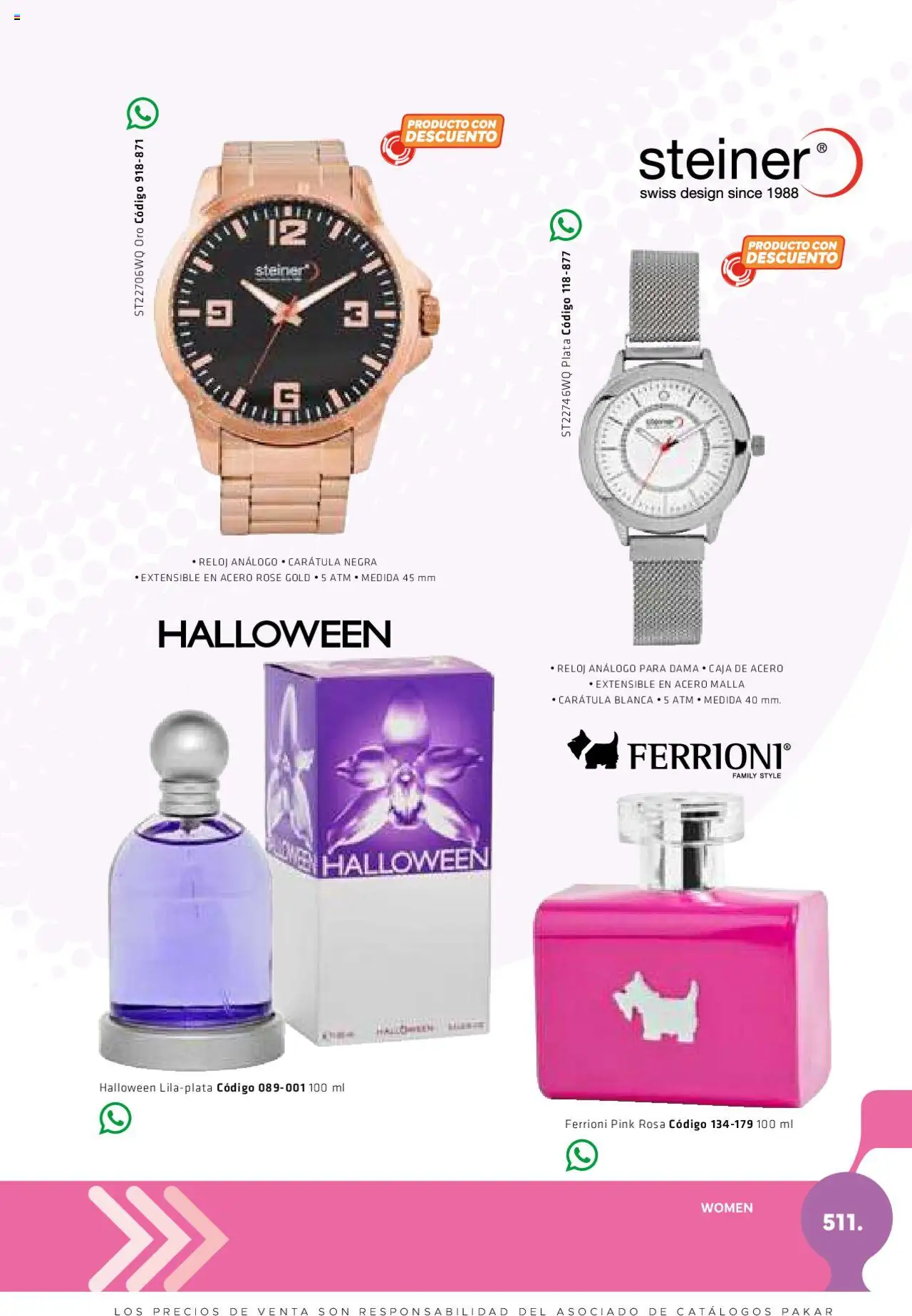 Nuevas ofertas de SC Pakar válidas en toda la República Mexicana desde el 06.03.2025. ¡Encuentra las mejores ofertas en SC Pakar catálogo Women! | Página: 511 | Productos: Caja, Malla, Reloj