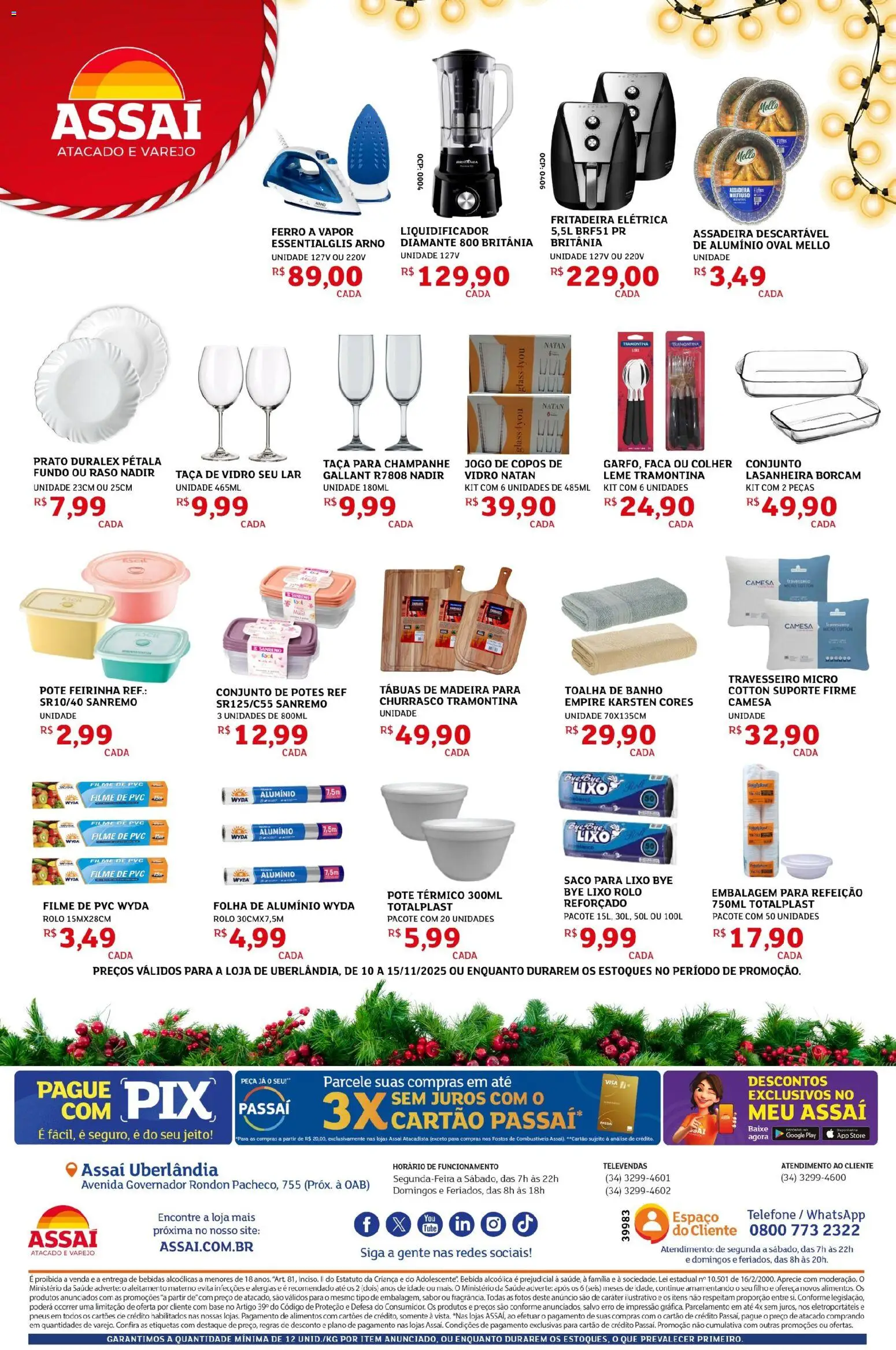 Assaí Atacadista Folheto - válido de 10.11.2025 | Página: 4 | Produtos: filme de PVC, Rolo, Toalha de banho, Potes