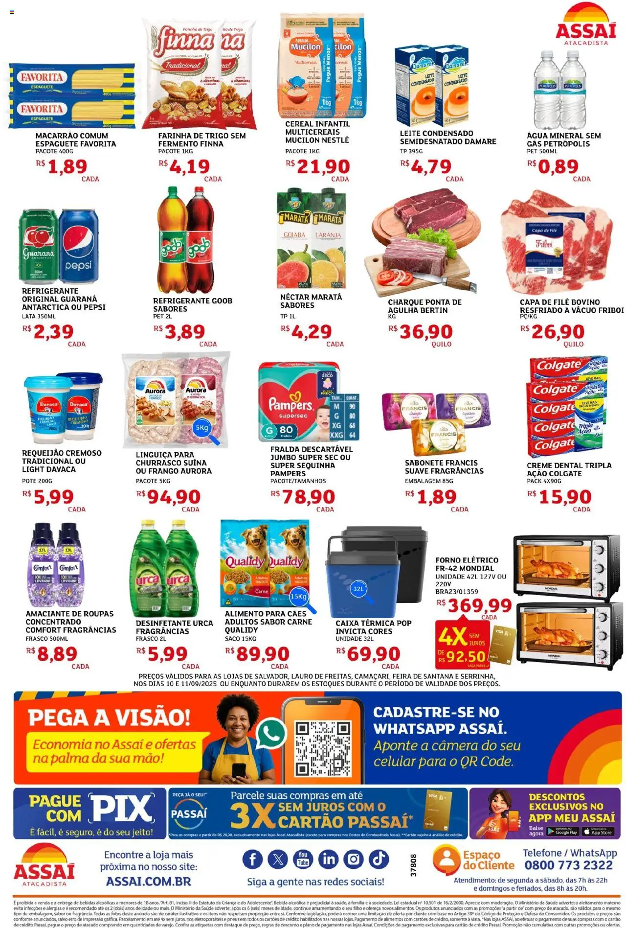 Assaí Atacadista Folheto - válido de 10.09.2025 | Página: 2 | Produtos: Forno elétrico, Linguiça, Leite, Frango