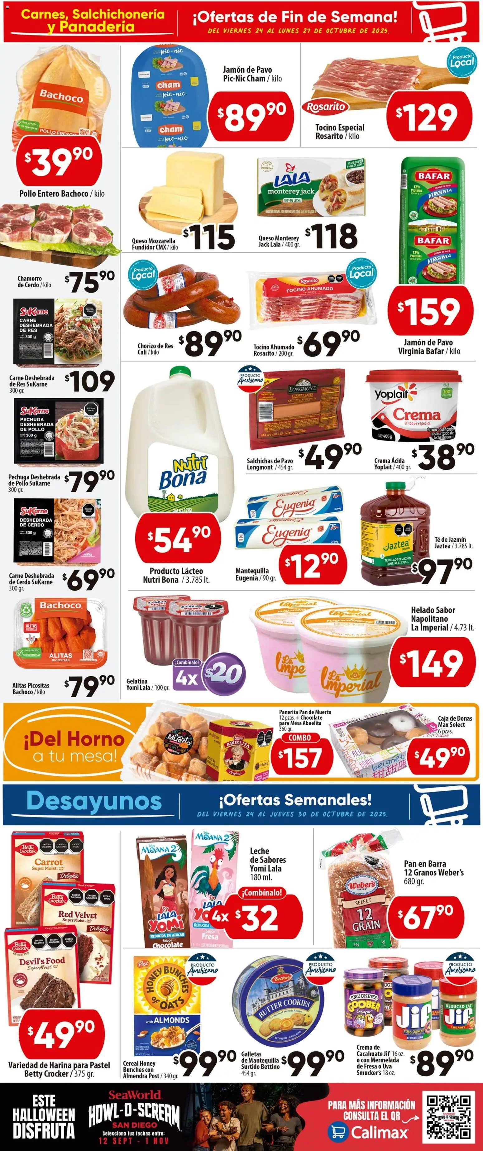 Nuevas ofertas de Calimax válidas en toda la República Mexicana desde el 24.10.2025. ¡Encuentra las mejores ofertas en Calimax - Folleto Ensenada! | Página: 2 | Productos: Tocino, Cacahuate, Res, Mesa