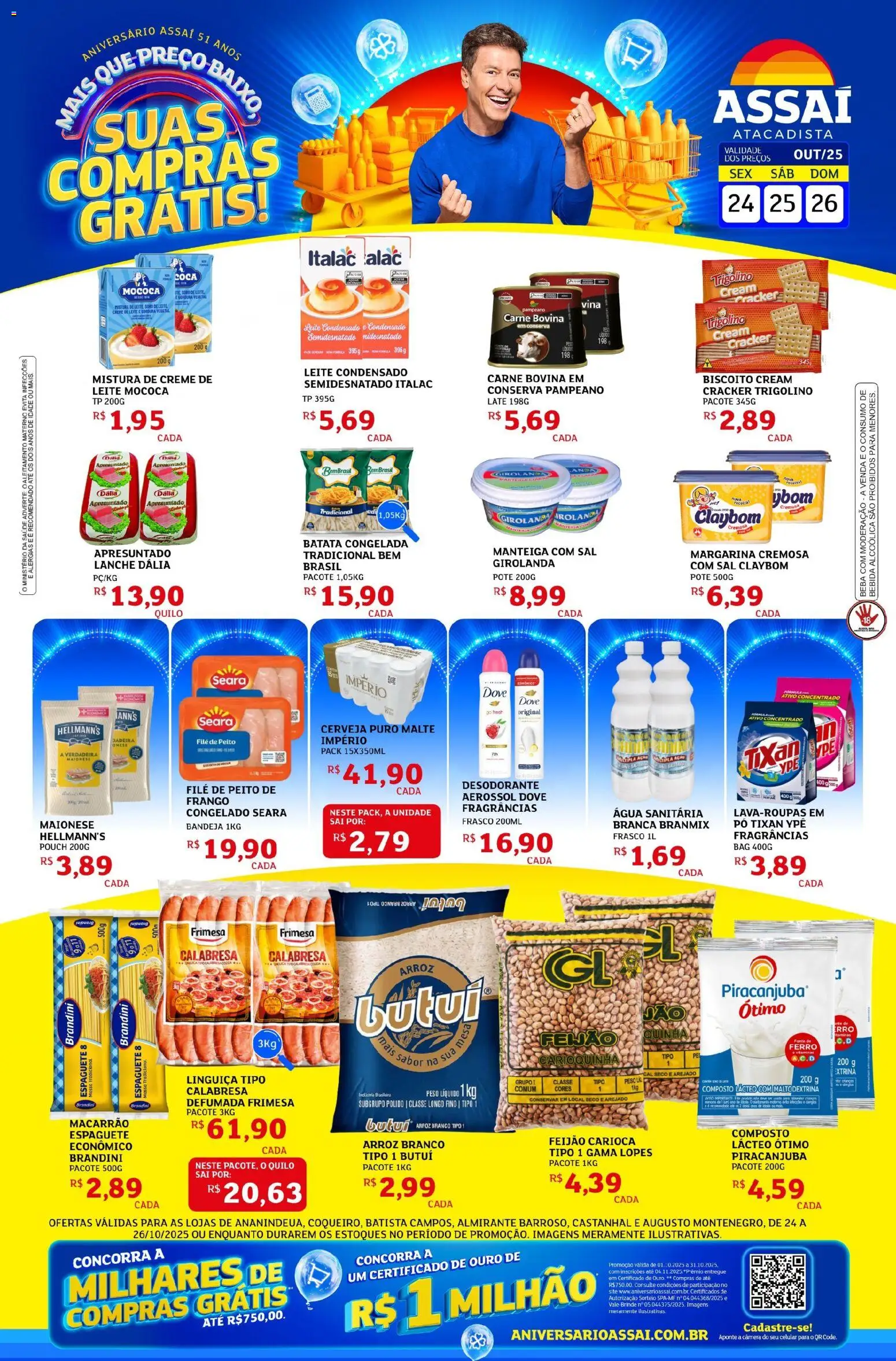 Assaí Atacadista Folheto - válido de 24.10.2025 | Página: 1 | Produtos: Creme, Batata, Sal, Dove