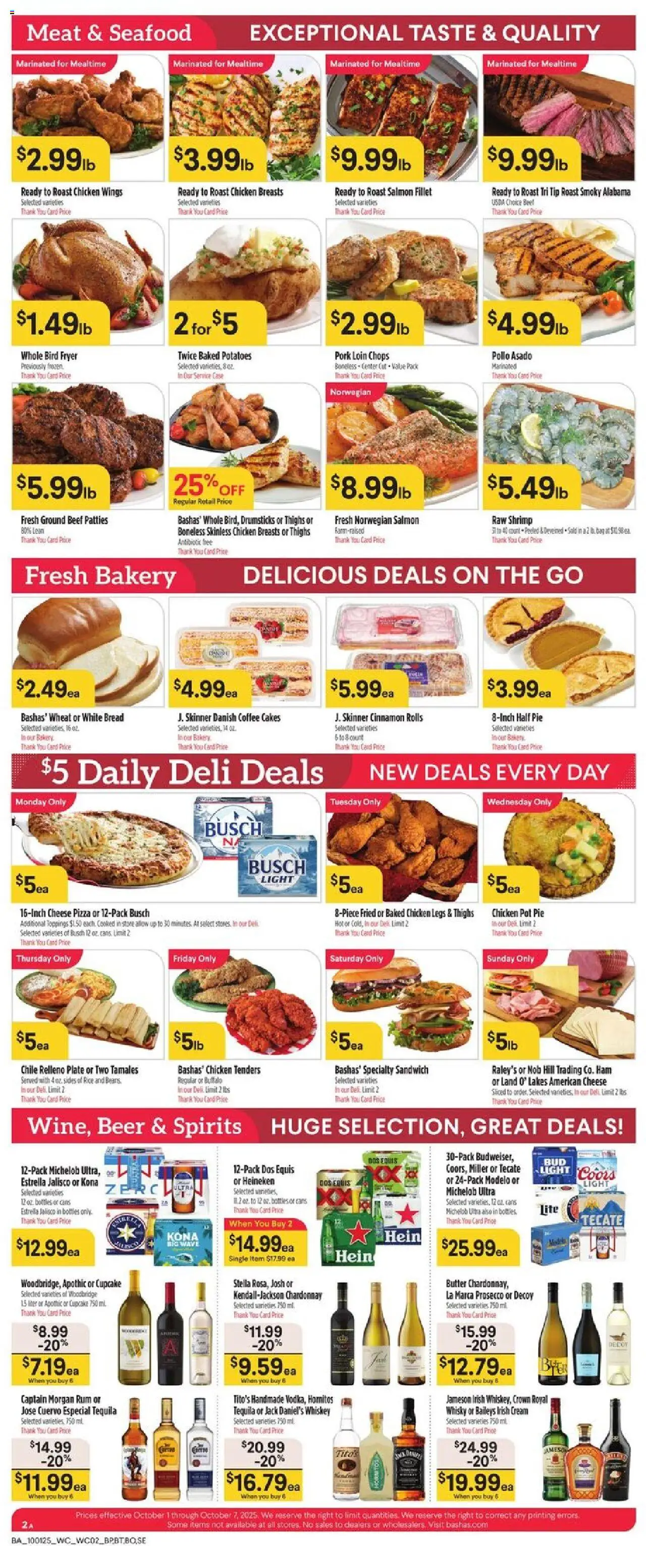 Basha's Weekly Ad - valid from 01.10.2025 | Page: 2 | Products: Butter, Cheese, Bread, Pizza