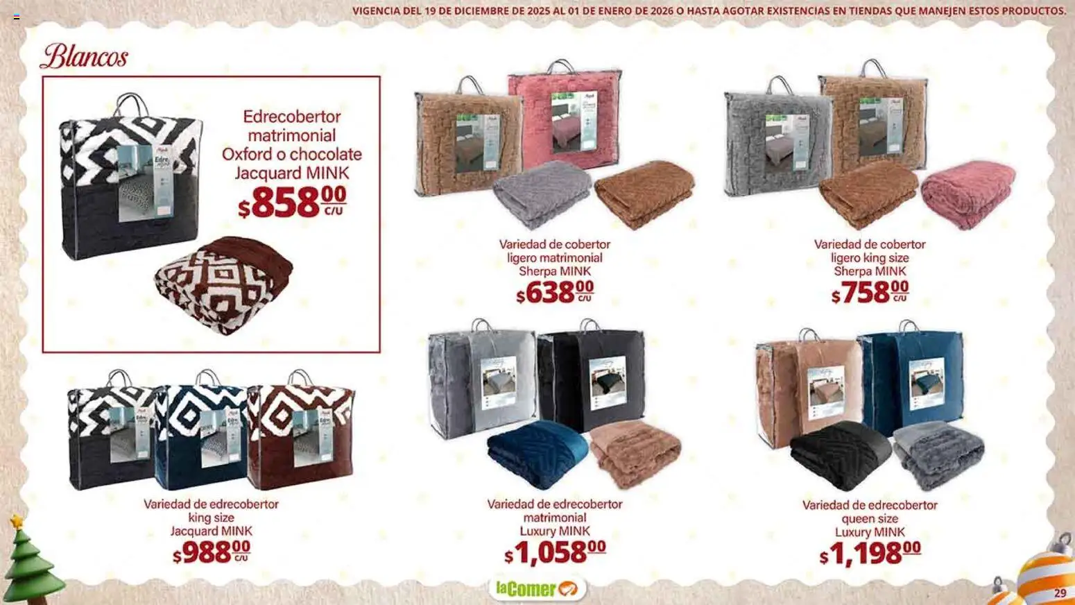 Nuevas ofertas de La Comer válidas en toda la República Mexicana desde el 19.12.2025. ¡Encuentra las mejores ofertas en La Comer folleto Navidad! | Página: 29 | Productos: Cobertor, Chocolate