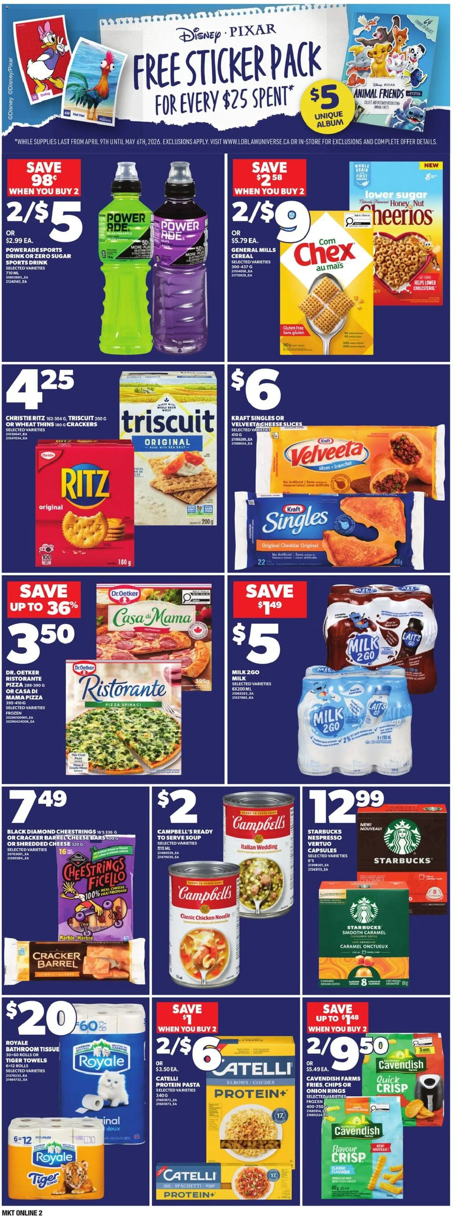 Loblaws flyer valid from 09.04.2026 | Page: 8 | Products: Chips, Milk, Cheese, Chicken