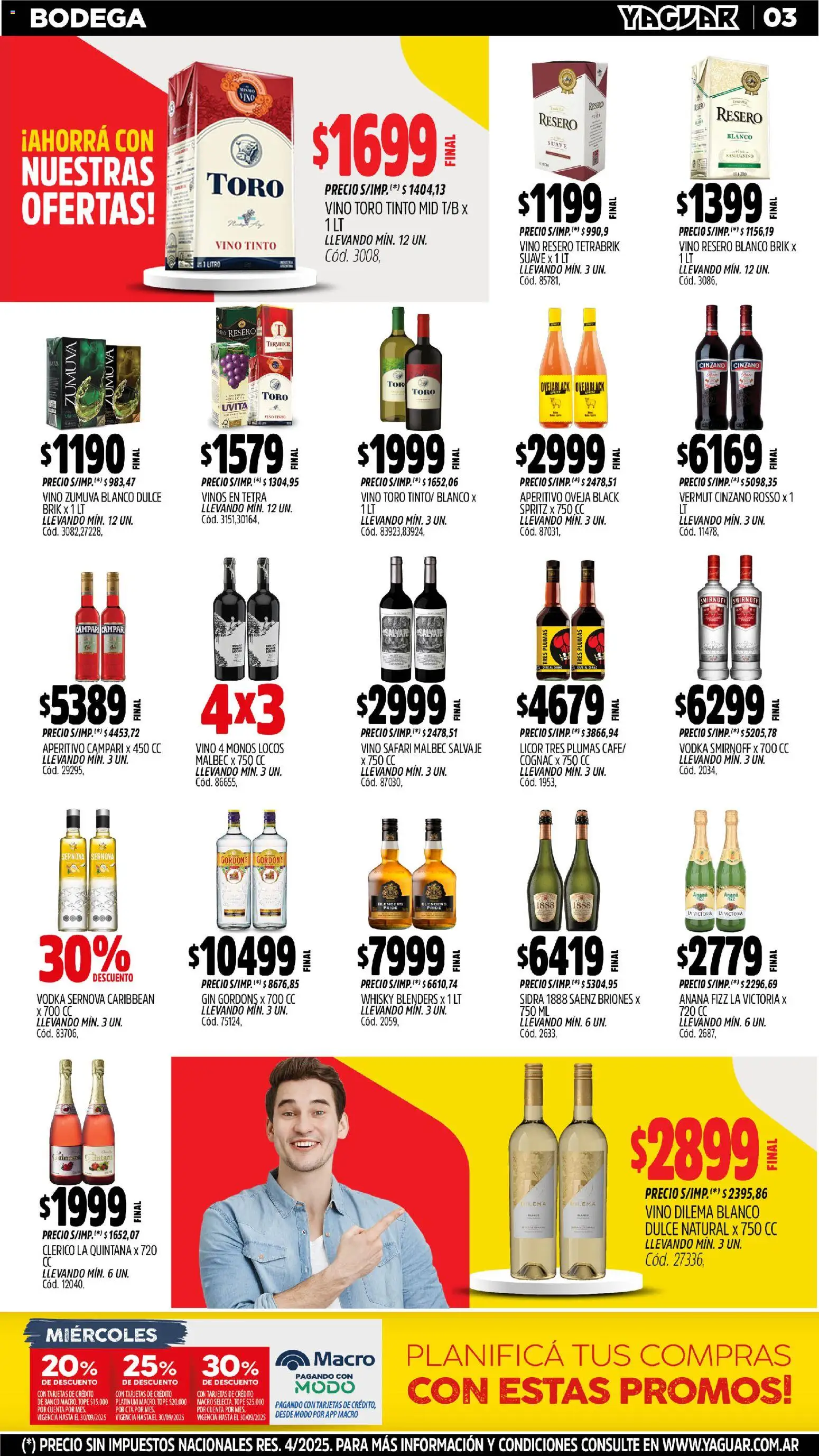 Yaguar - Mendoza │ válido desde el 27.10.2025 | Página: 3 | Productos: Vodka, Whisky, Ananá, Vino