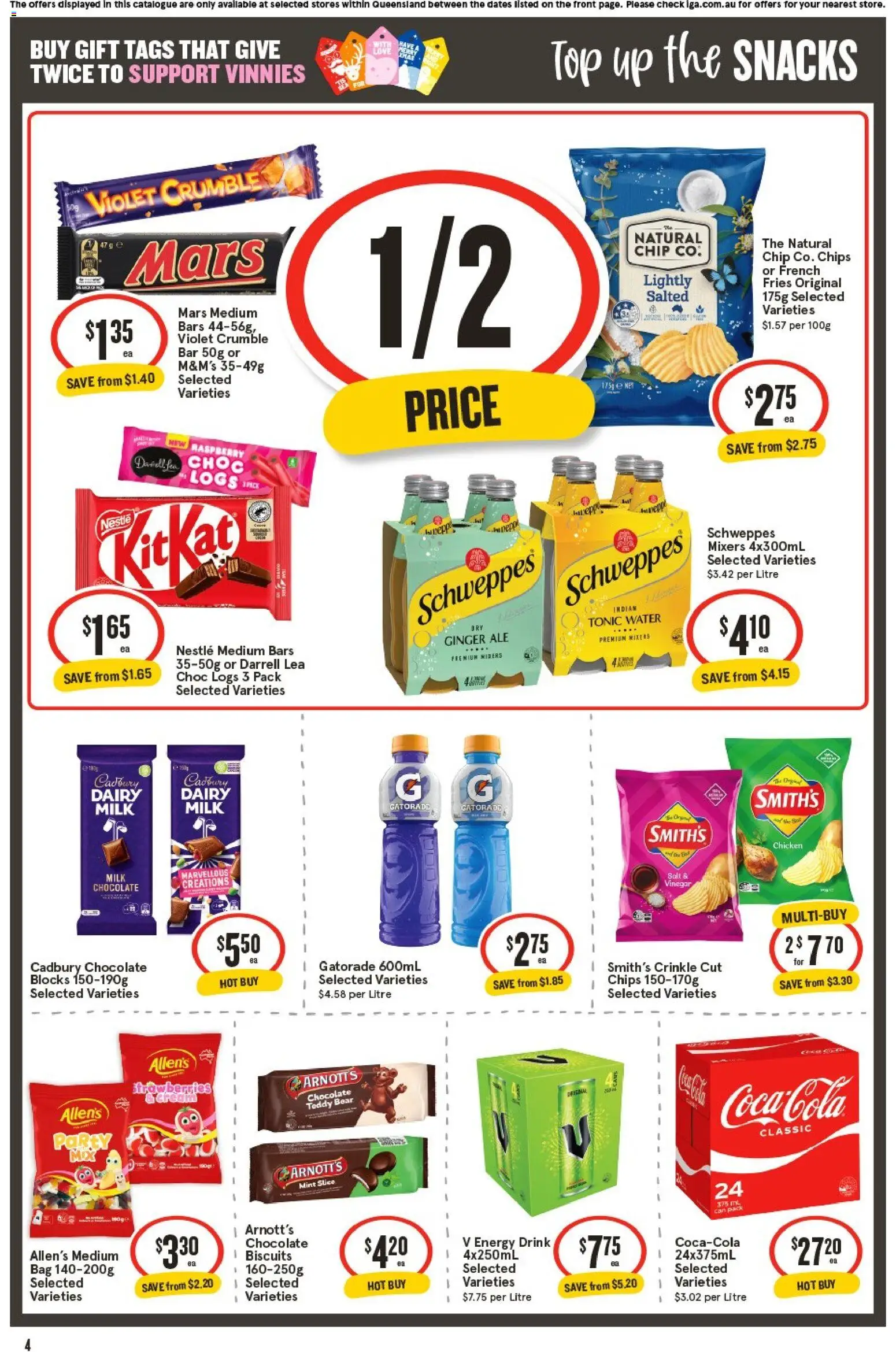 IGA catalogue - valid from 26.11.2025 | Page: 4 | Products: Energy drink, Chocolate, Vinegar, Raspberry