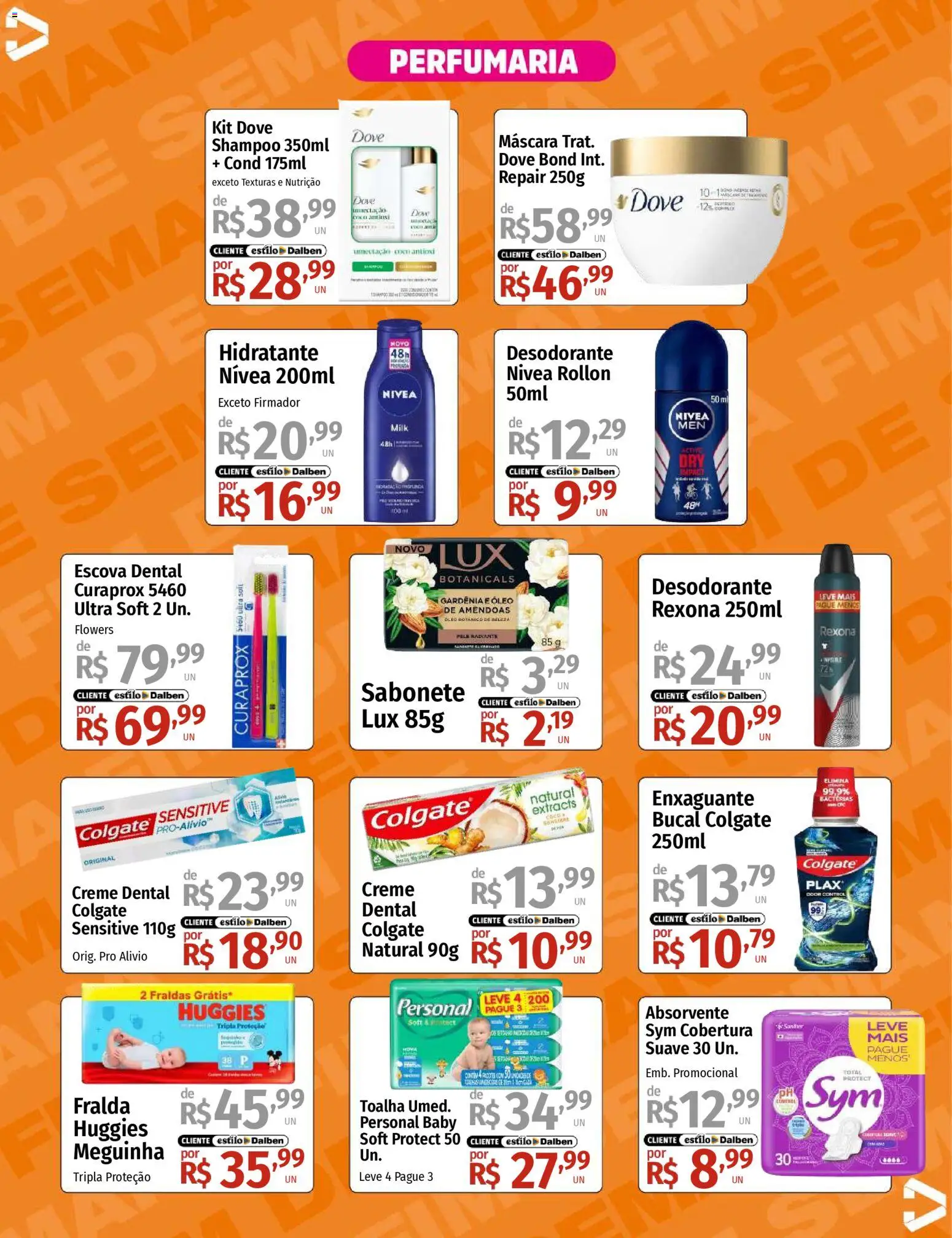 Supermercado Dalben Folheto - válido de 24.10.2025 | Página: 14 | Produtos: Escova, Rexona, Fraldas, Creme dental
