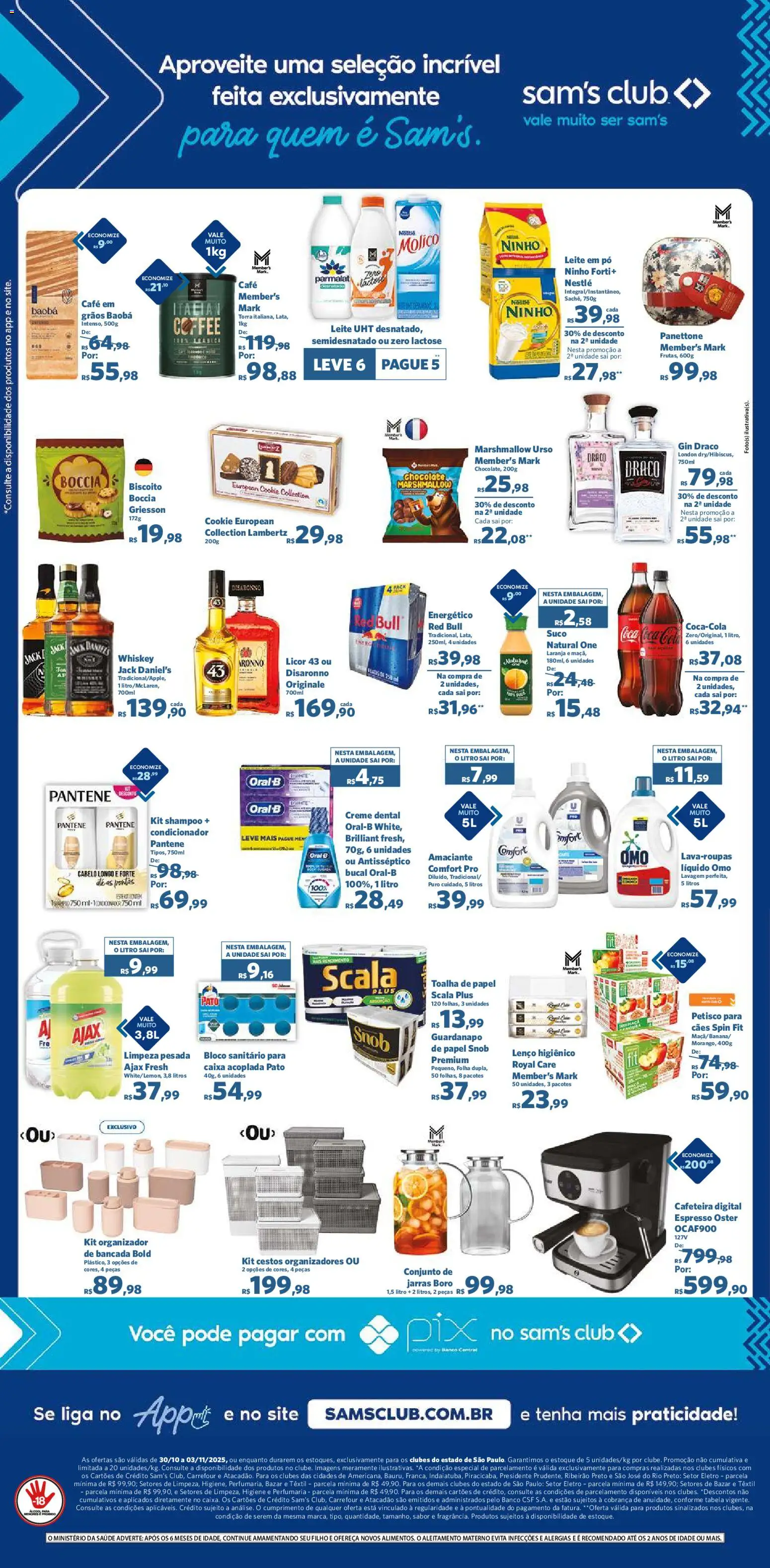 Sam's Club Folheto - válido de 30.10.2025 | Página: 2 | Produtos: Condicionador, Licor, Chocolate, Gin