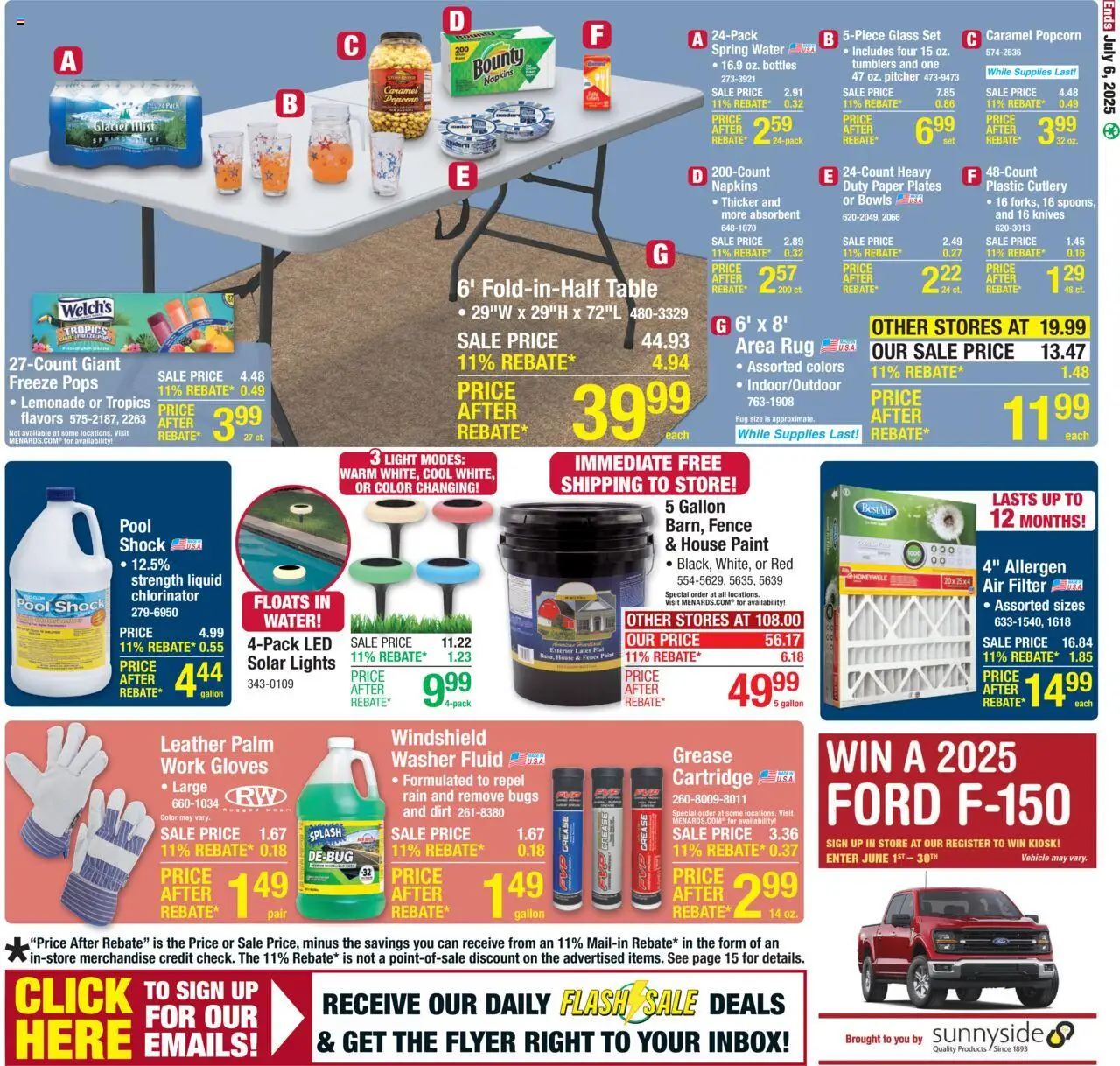 Menards Weekly Ad - valid from 25.06.2025 | Page: 25 | Products: Table, Windshield, Washer, Air Filter