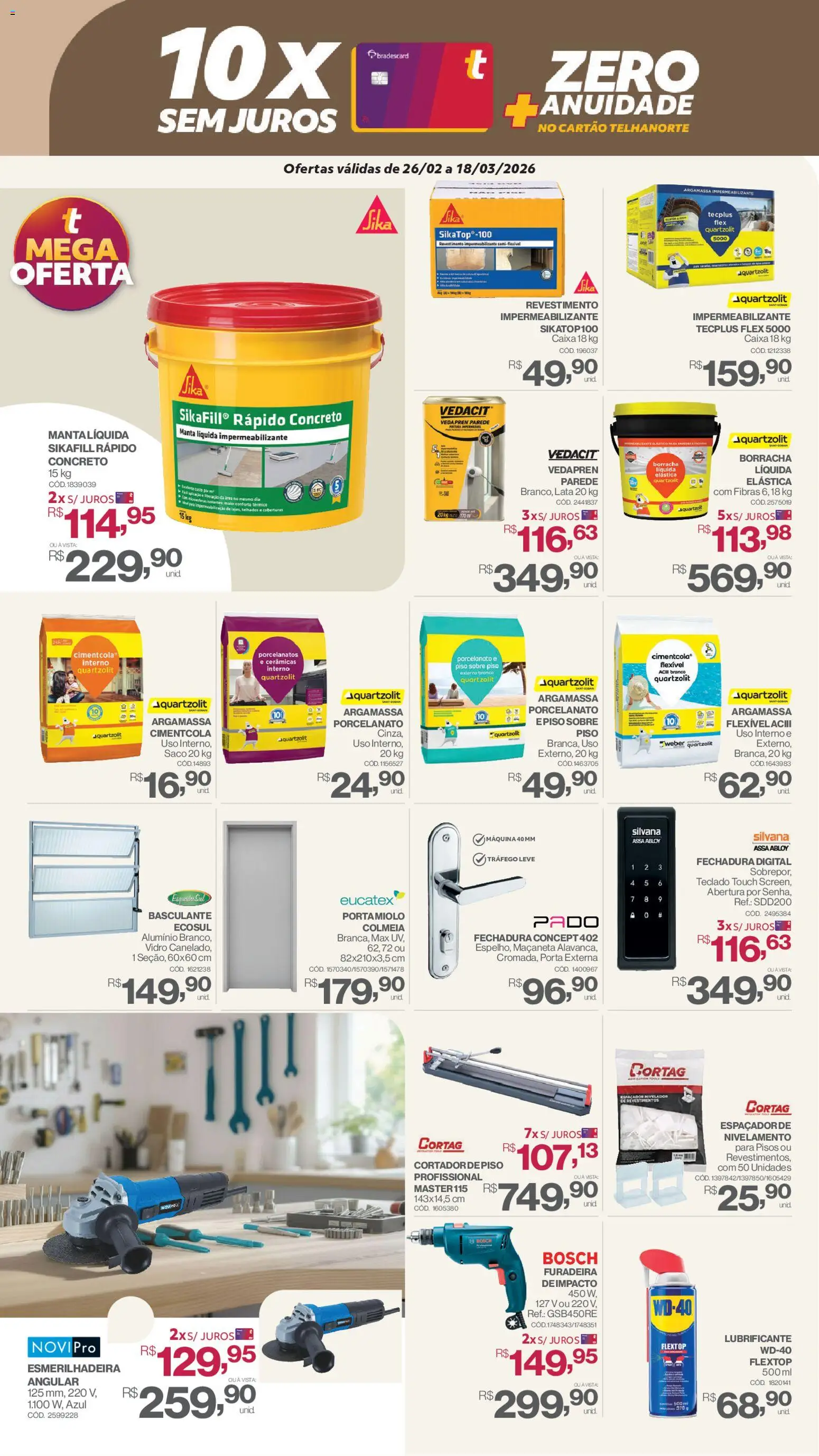 Telhanorte Folheto - válido de 26.02.2026 | Página: 5 | Produtos: Argamassa, Piso, Porcelanato, Fechadura