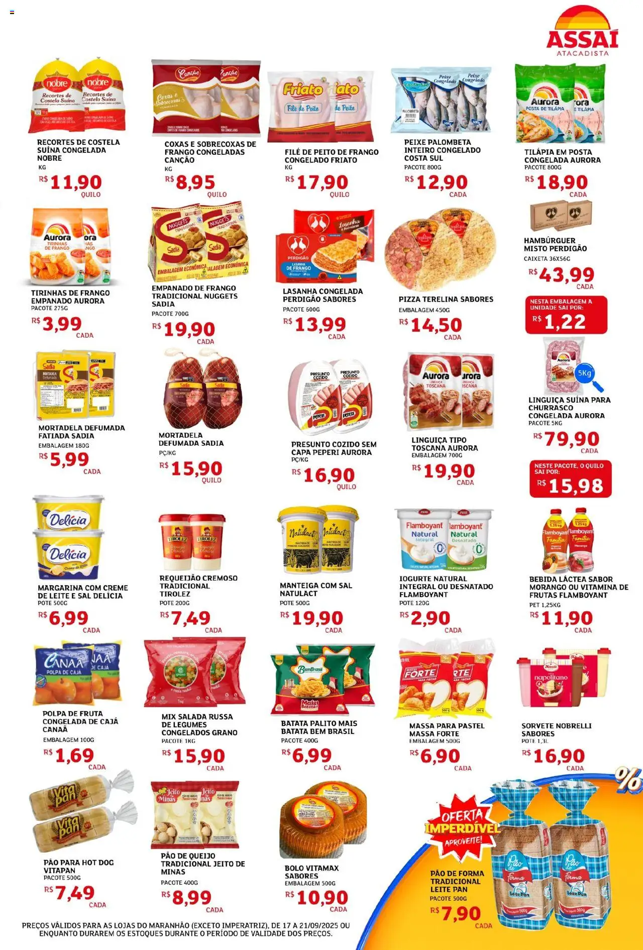 Assaí Atacadista Folheto - válido de 17.09.2025 | Página: 3 | Produtos: Pizza, Creme, Sorvete, Requeijão