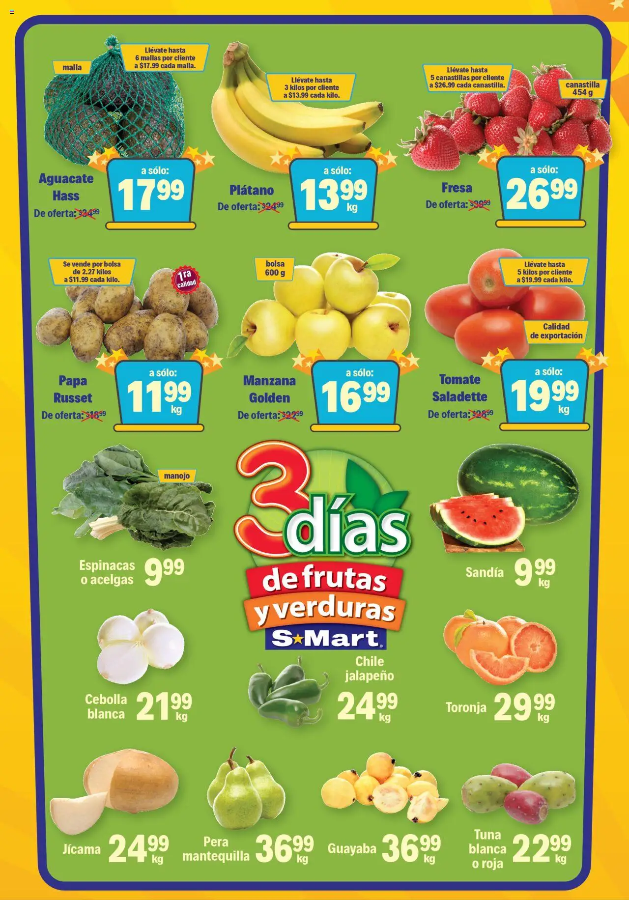 Nuevas ofertas de S-Mart válidas en toda la República Mexicana desde el 30.09.2025. ¡Encuentra las mejores ofertas en S-Mart - Folleto - Chihuahua! | Página: 1 | Productos: Cebolla, Plátano, Bolsa, Toronja