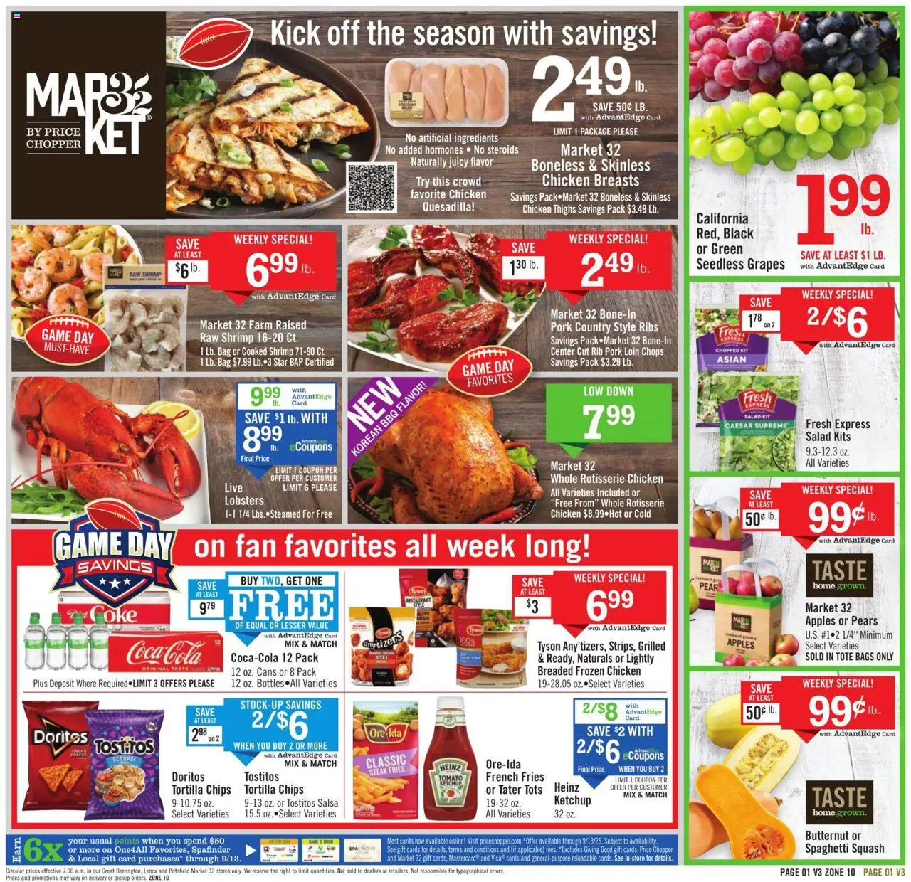 Price Chopper Weekly Ad - valid from 07.09.2025 | Page: 1 | Products: Cheese, Pork, Apples, Fan