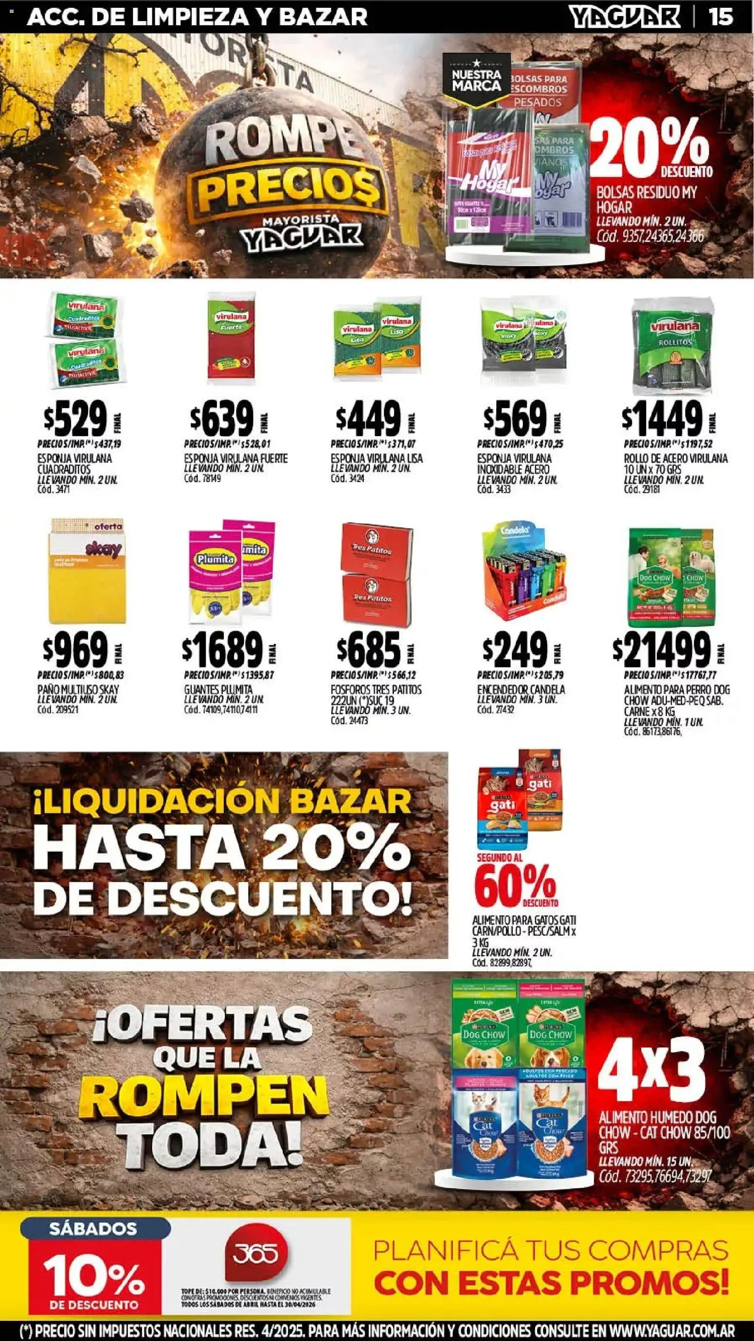 Yaguar - Oferta Semanal Buenos Aires │ válido desde el 20.04.2026 | Página: 16 | Productos: Fósforos, Encendedor, Esponja, Guantes