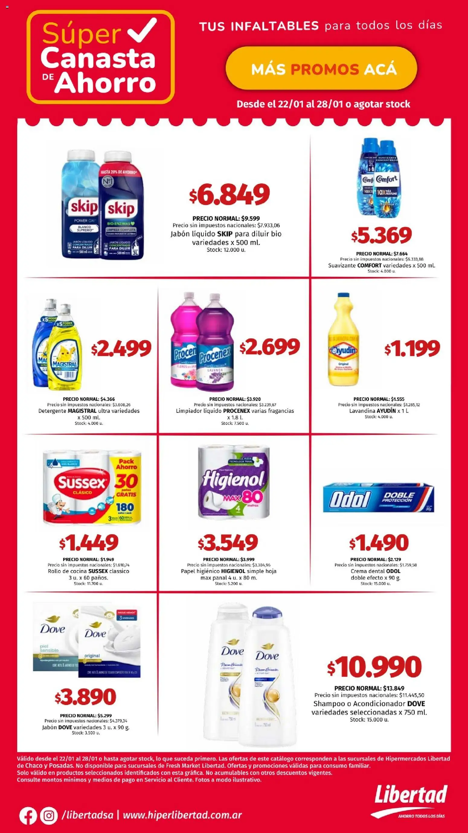 Hipermercado Libertad catálogo │ válido desde el 22.01.2026 | Página: 5 | Productos: Lavandina, Cocina, Shampoo, Acondicionador