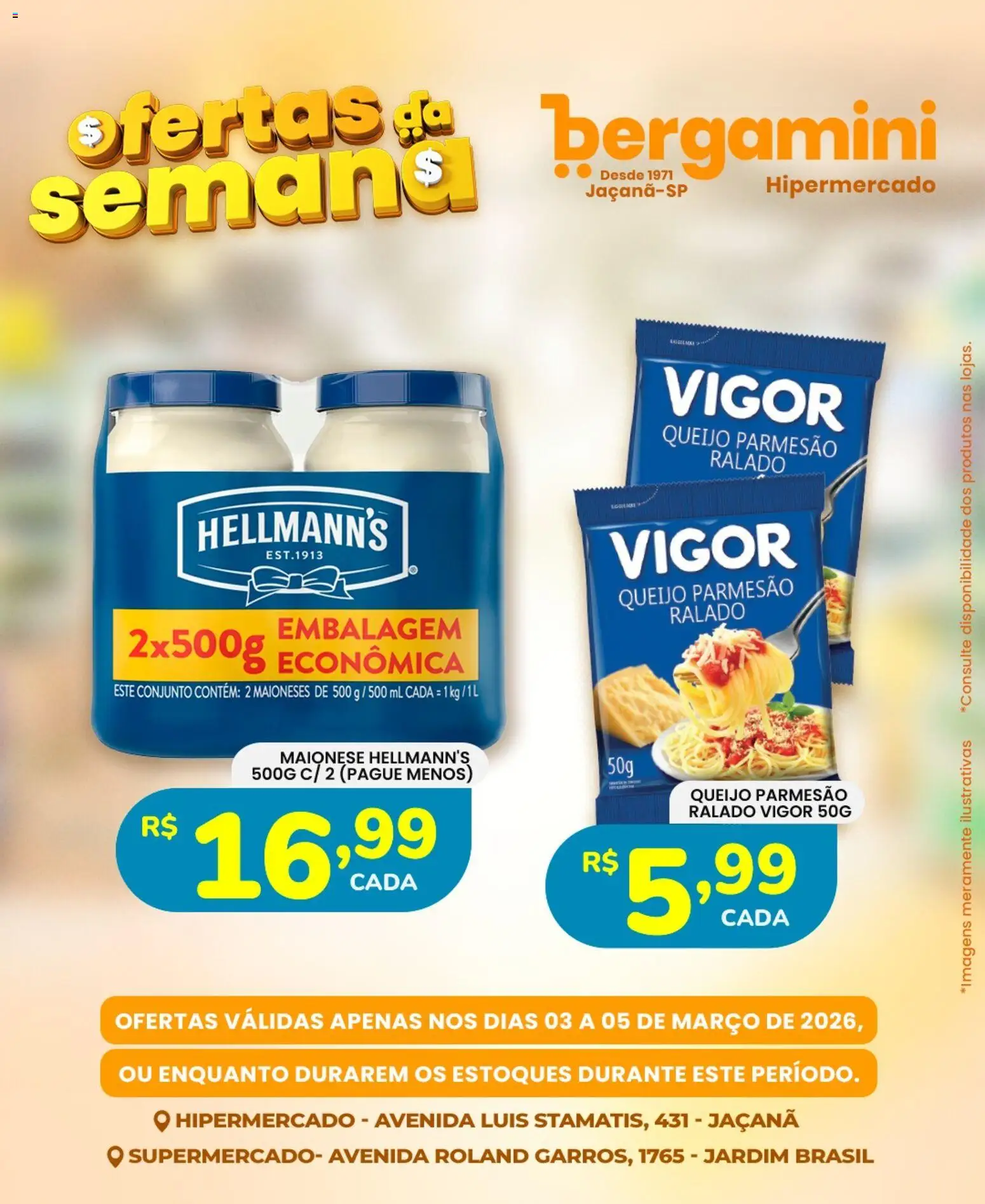 Supermercado Bergamini Folheto - válido de 03.03.2026 | Página: 15 | Produtos: Queijo, Parmesão, Queijo parmesão, Maionese