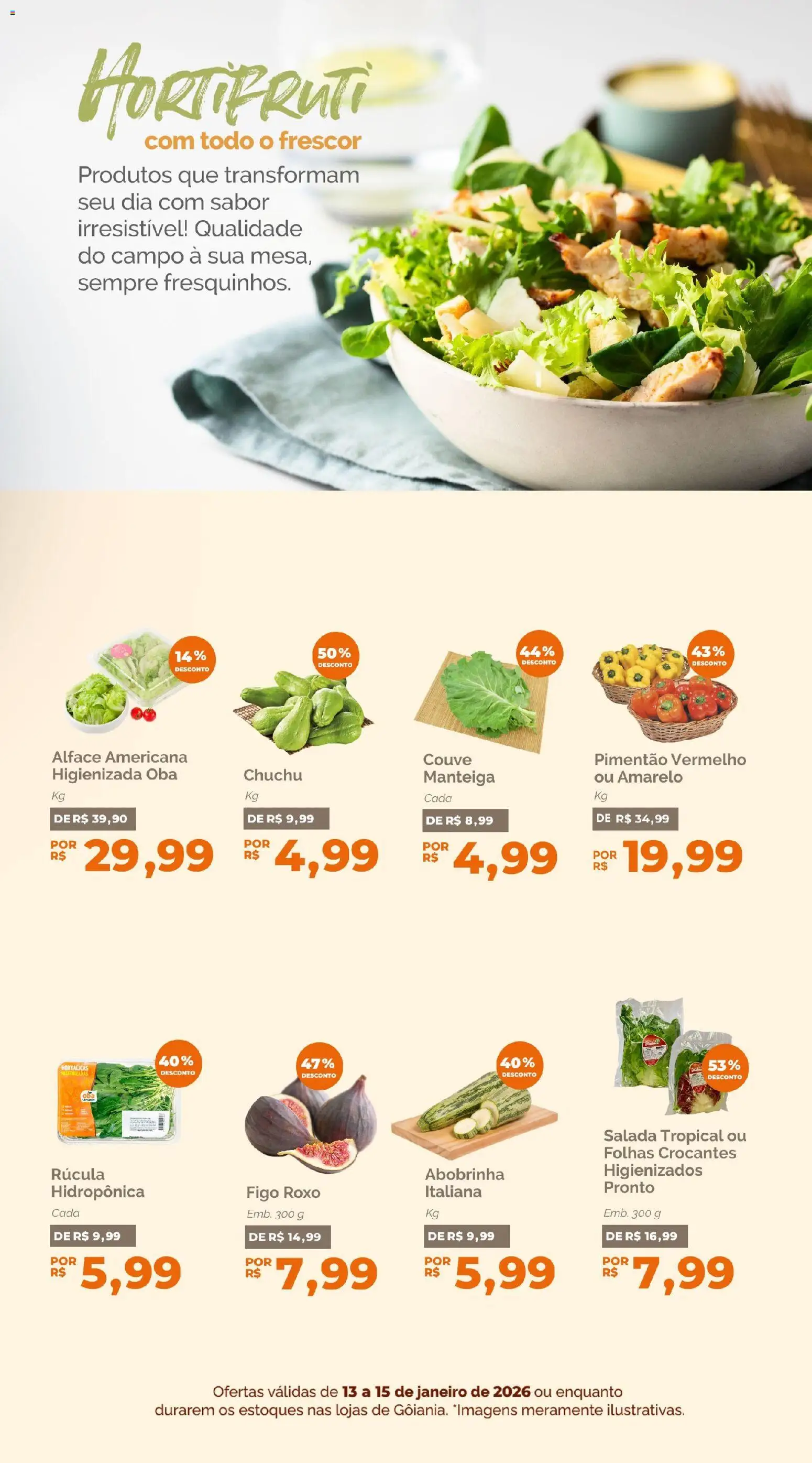 Oba Hortifruti Folheto - válido de 13.01.2026 | Página: 5 | Produtos: Rúcula, Manteiga, Alface, Couve