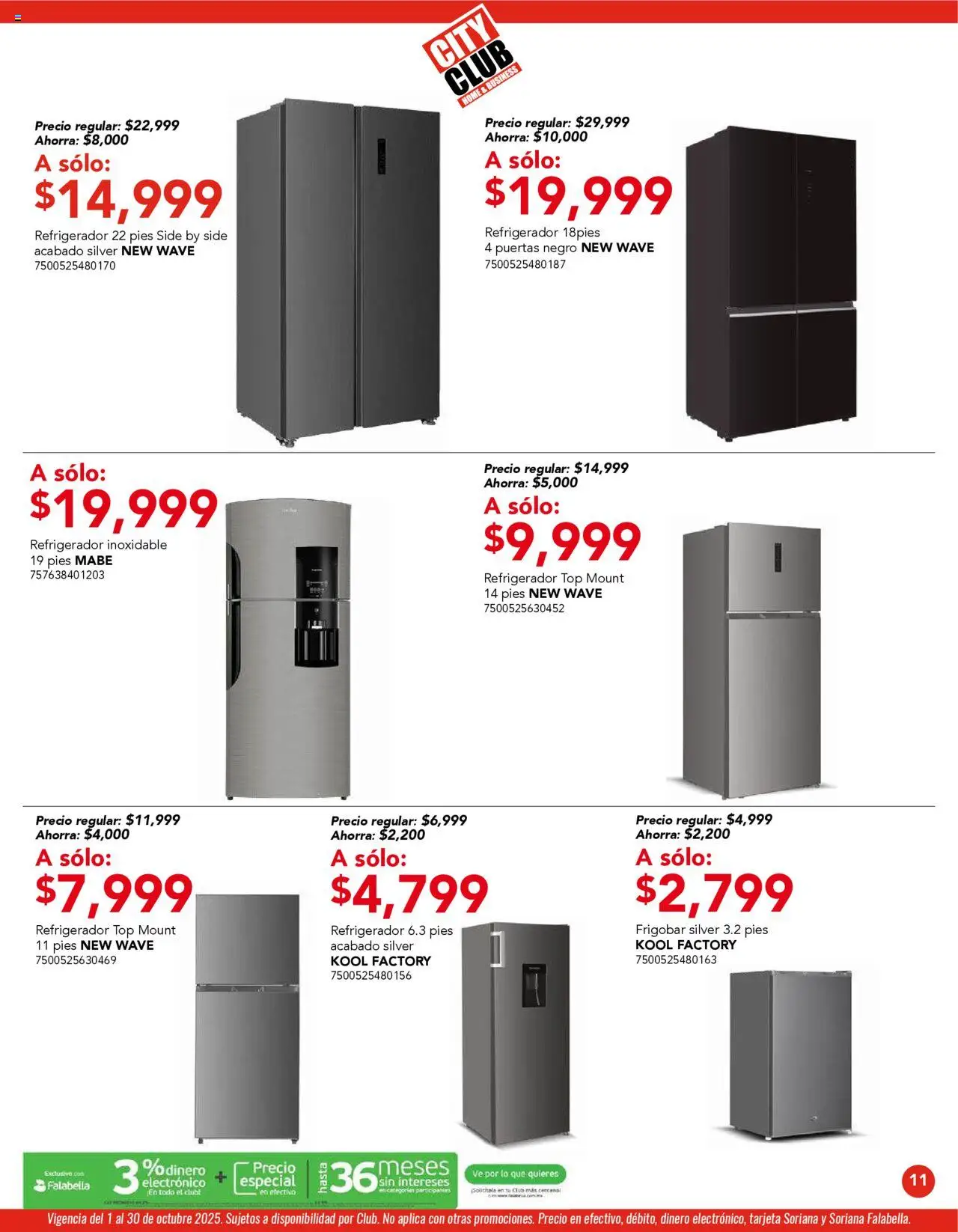 Nuevas ofertas de City Club válidas en toda la República Mexicana desde el 01.10.2025. ¡Encuentra las mejores ofertas en City Club - Catálogo! | Página: 9 | Productos: Refrigerador, Frigobar, Top