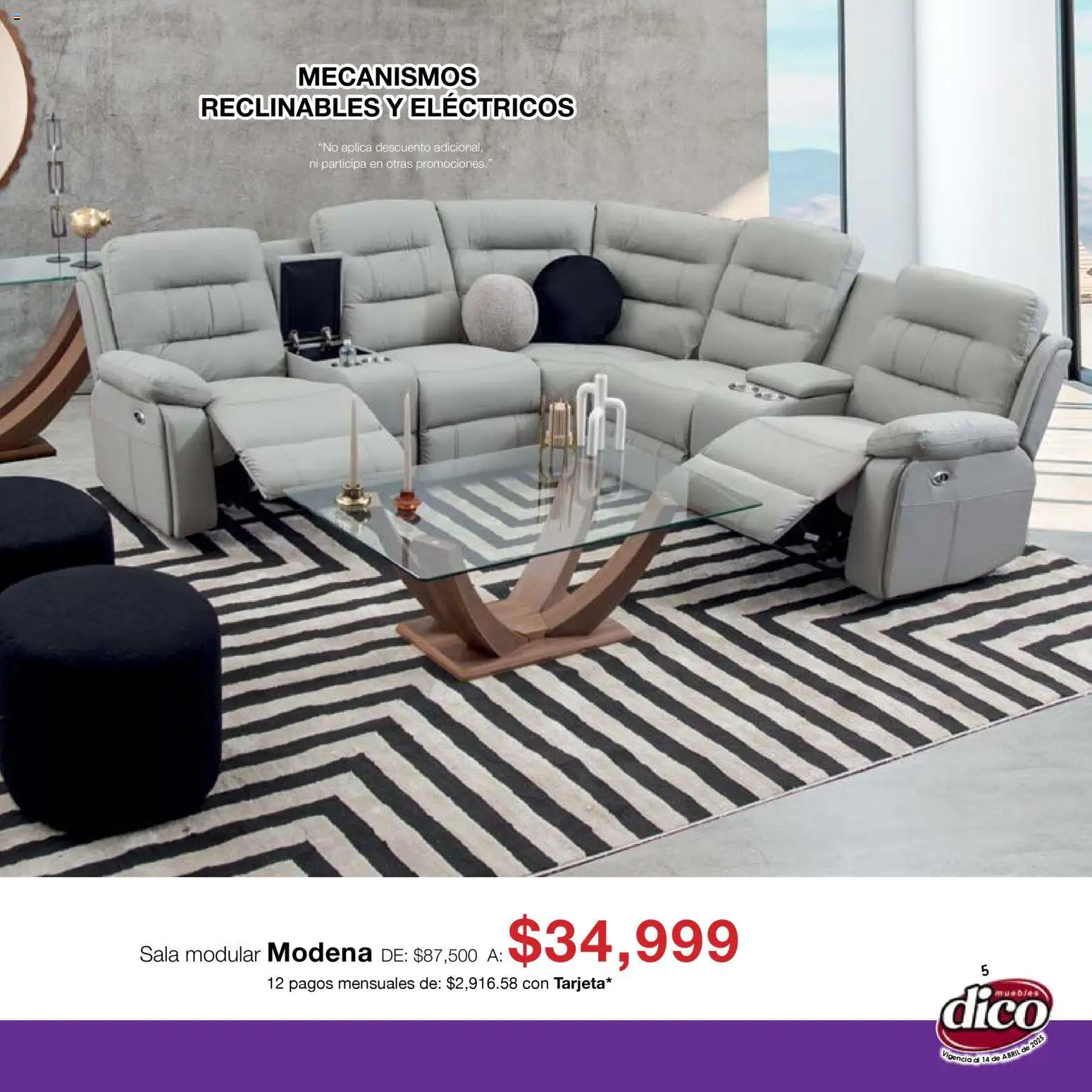 Nuevas ofertas de Muebles Dico válidas en toda la República Mexicana desde el 15.04.2026. ¡Encuentra las mejores ofertas en Muebles Dico catálogo Salas y Colchones! | Página: 5 | Productos: Modular