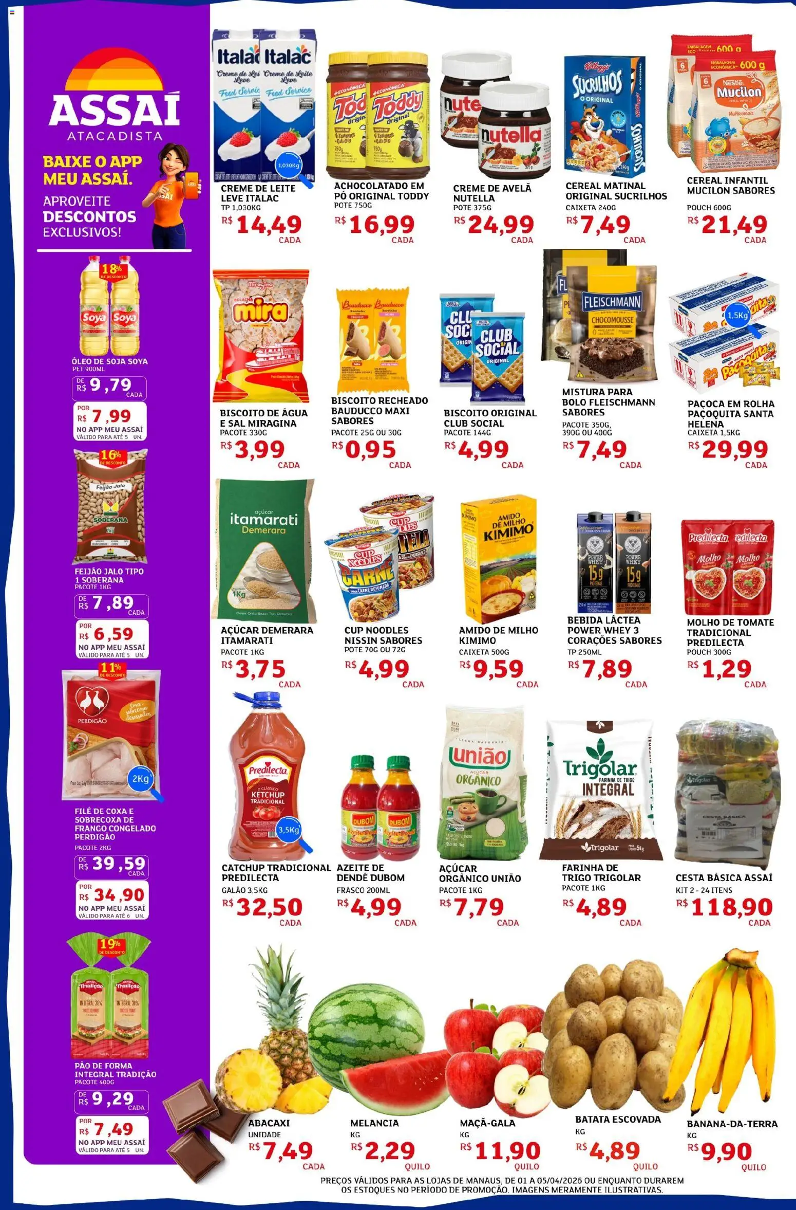 Assaí Atacadista Folheto - válido de 01.04.2026 | Página: 2 | Produtos: Açúcar demerara, Pão, Pão de forma, Creme