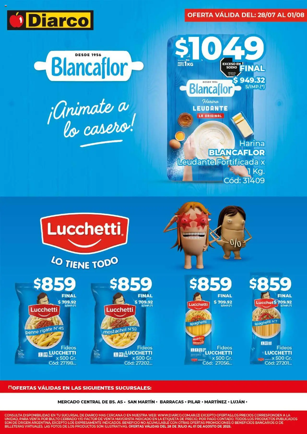 Diarco Especial Almacén │ válido desde el 28.07.2025 | Página: 1 | Productos: Harina, Fideos