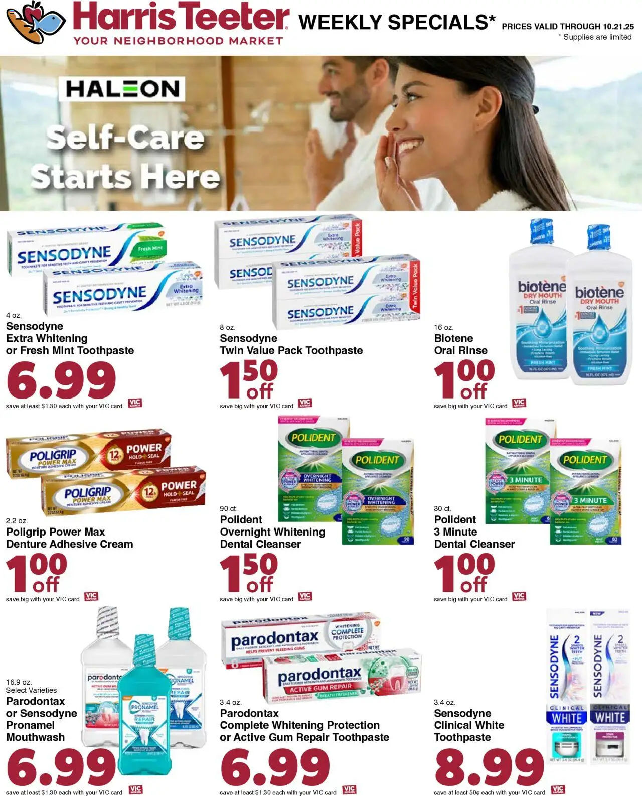 Harris Teeter Weekly Ad - valid from 15.10.2025 | Page: 14 | Products: Adhesive, Toothpaste, Mouthwash, Cream