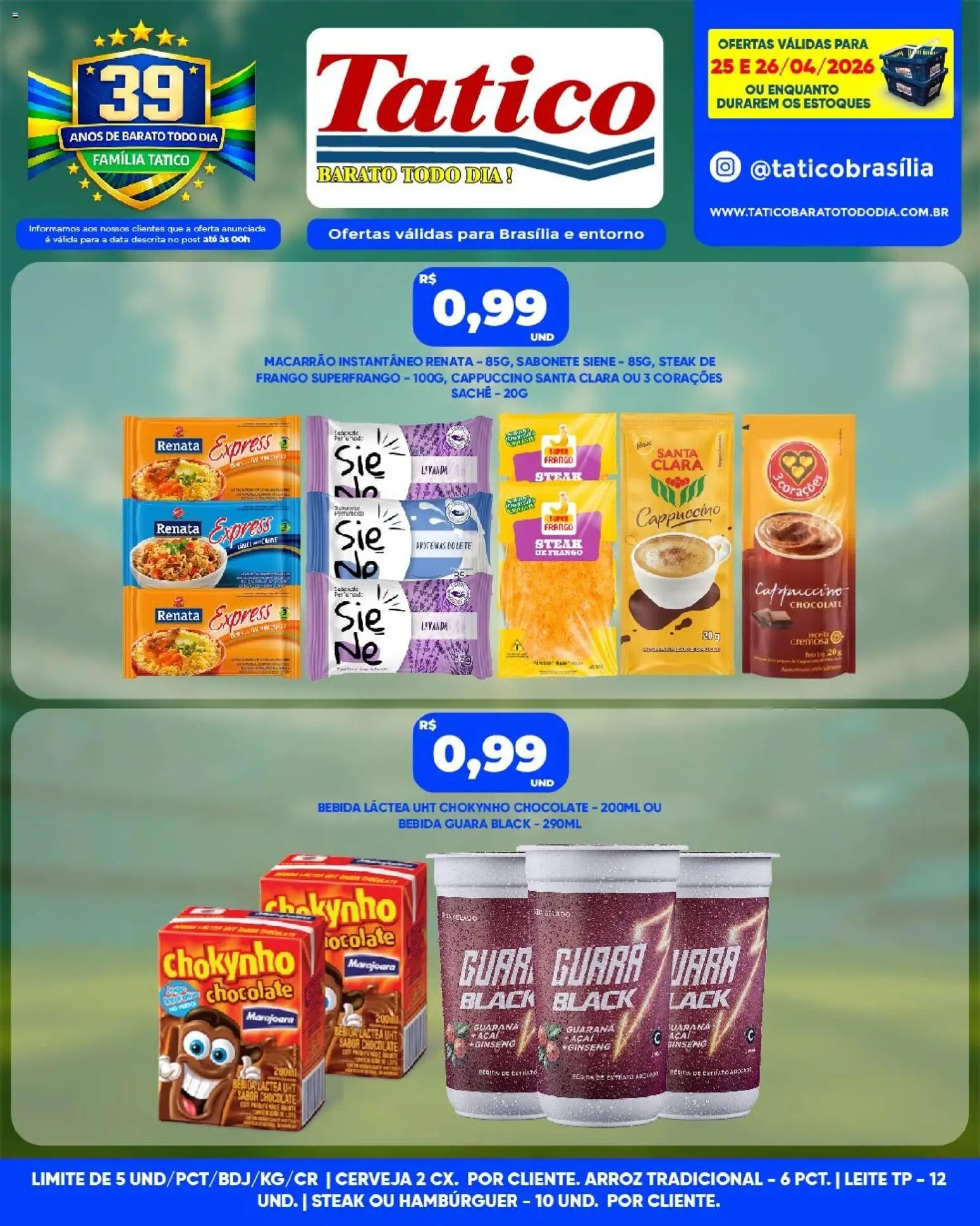 Tatico Folheto - válido de 25.04.2026 | Página: 1 | Produtos: Leite, Cerveja, Hambúrguer, Sabonete