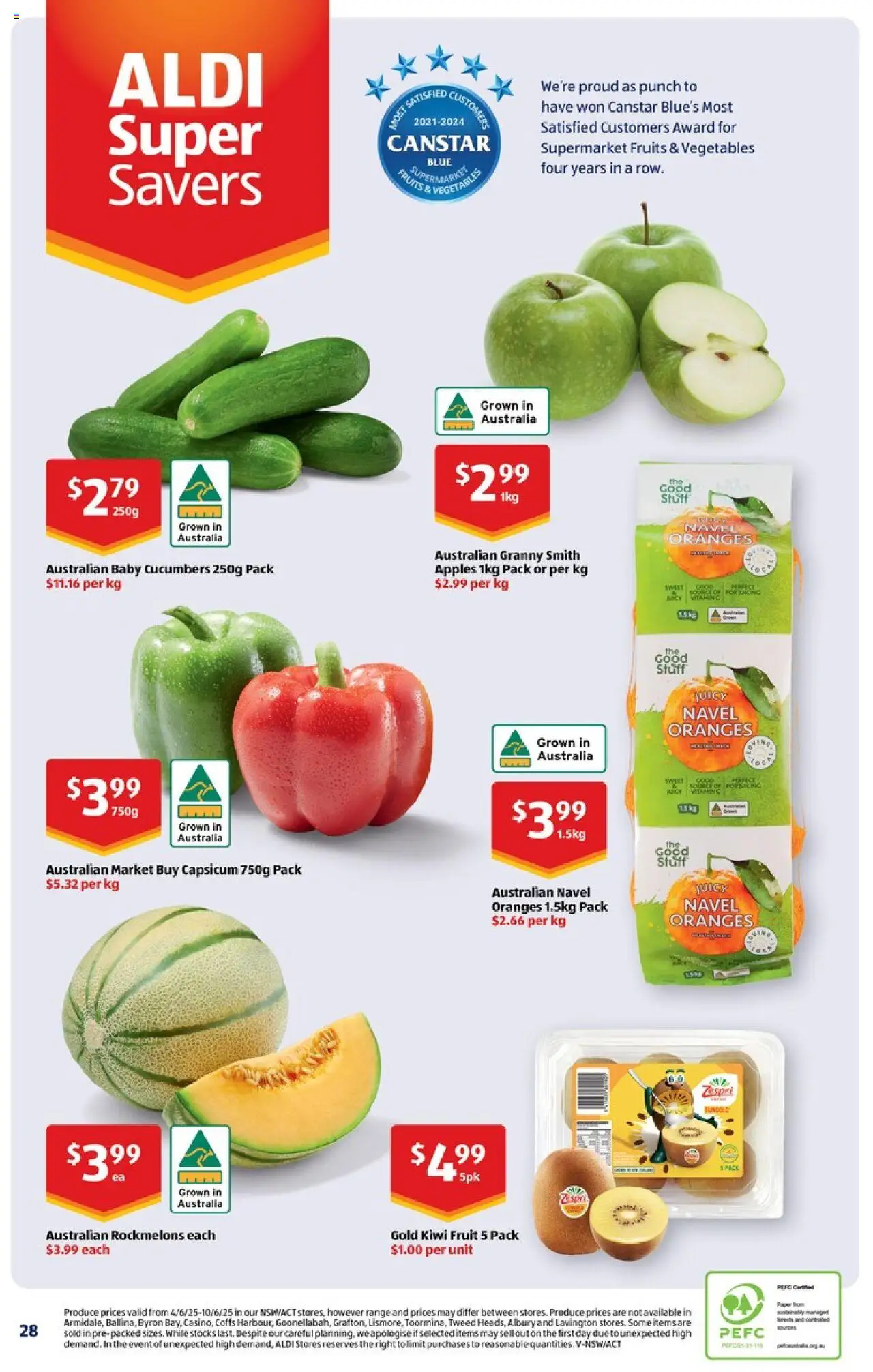 Aldi catalogue - valid from 11.06.2025 | Page: 28 | Products: Capsicum, Oranges, Vegetables, Fruits