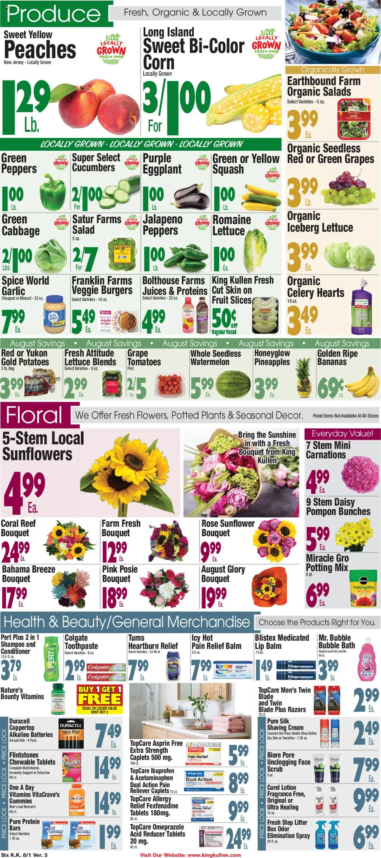 King Kullen Weekly Ad - valid from 01.08.2025 | Page: 6 | Products: Romaine, Bath, Conditioner, Cabbage