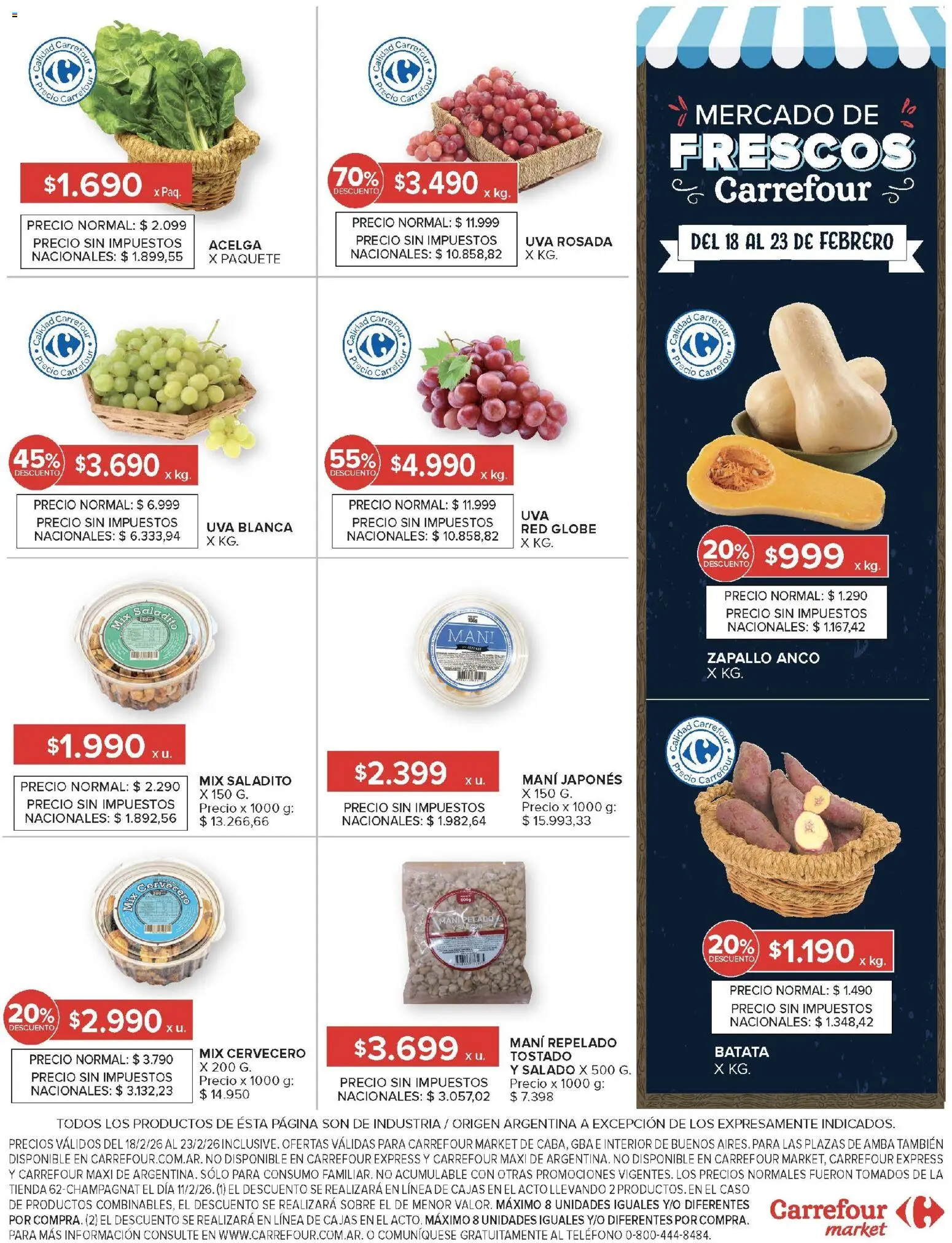 Carrefour Market catálogo │ válido desde el 18.02.2026 | Página: 17 | Productos: Teléfono, Sobre, Batata, Uva