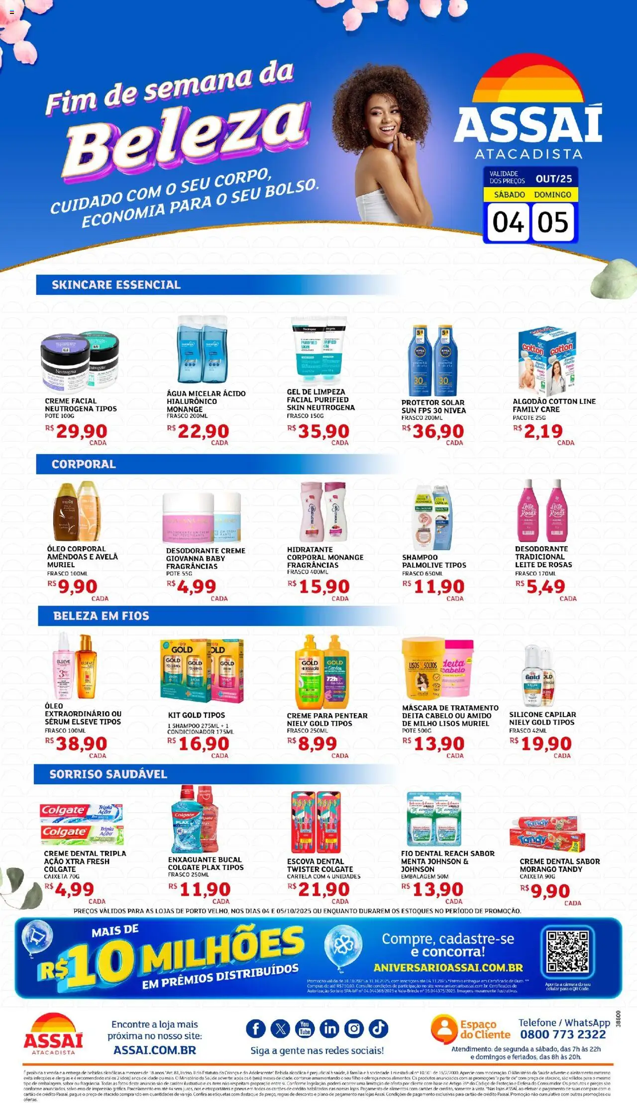 Assaí Atacadista Folheto - válido de 04.10.2025 | Página: 1 | Produtos: Condicionador, Leite, Creme, Amêndoas