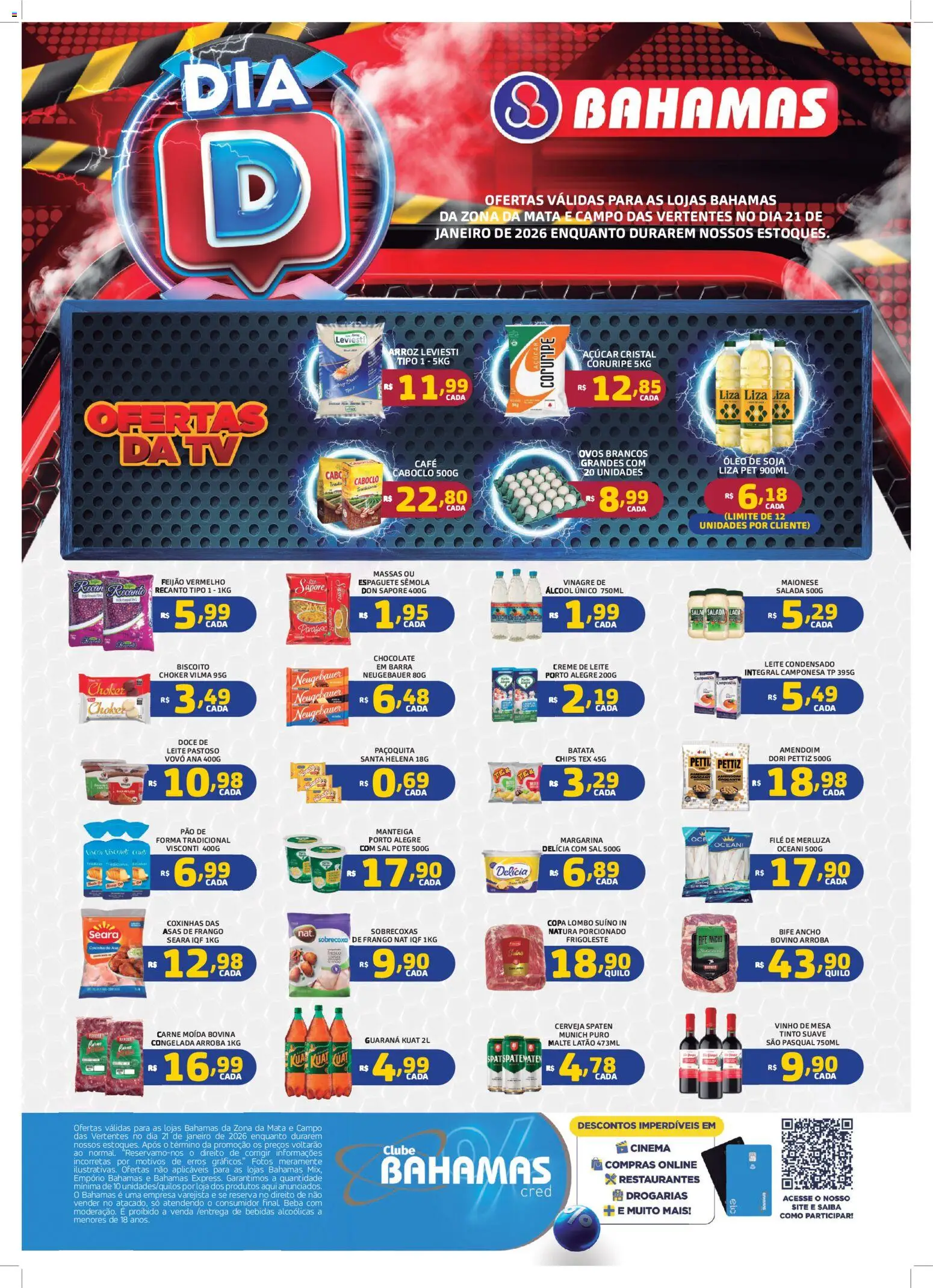 Bahamas Supermercados Folheto - válido de 21.01.2026 | Página: 1 | Produtos: Ovos, Óleo, Chocolate, Margarina