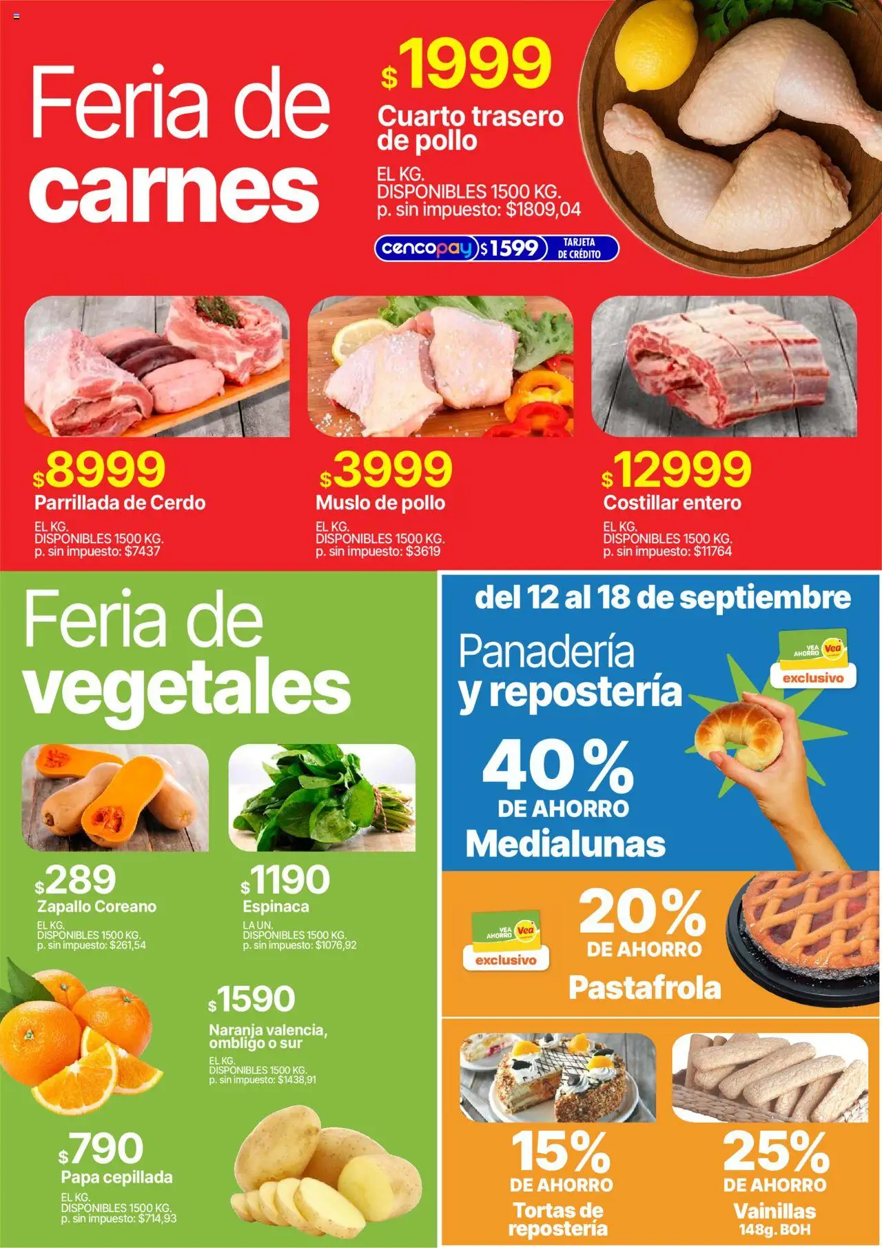 Vea - Oferta fin de Semana | Patagonia │ válido desde el 12.09.2025 | Página: 2 | Productos: Pollo, Zapallo, Cerdo, Espinaca