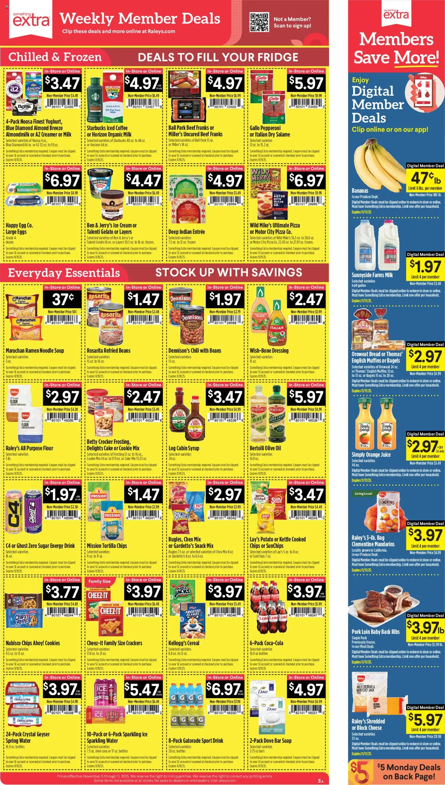 Raley's Weekly Ad - valid from 05.11.2025 | Page: 3 | Products: Clip, Pork, Bananas, Sugar